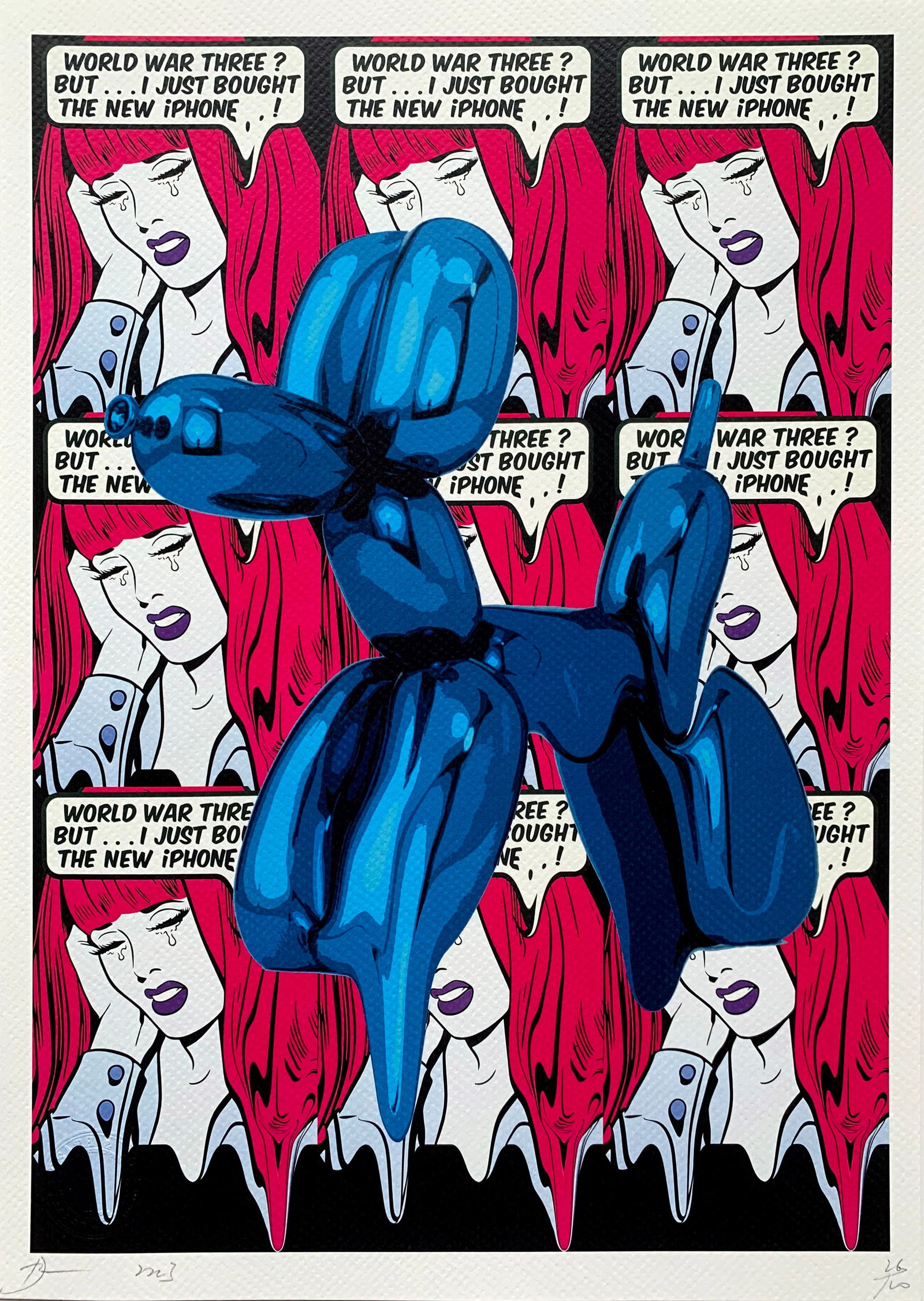 Death NYC Jeff Koons Liechtenstein: Title:Death NYC Jeff Koons Liechtenstein Date/Period:21st Century Materials:Giclee on Fine art 300 gsm paper Size:17 3/4 x 12 1/2 inches, Description:Artist: Death NYC, limited edition giclee on paper