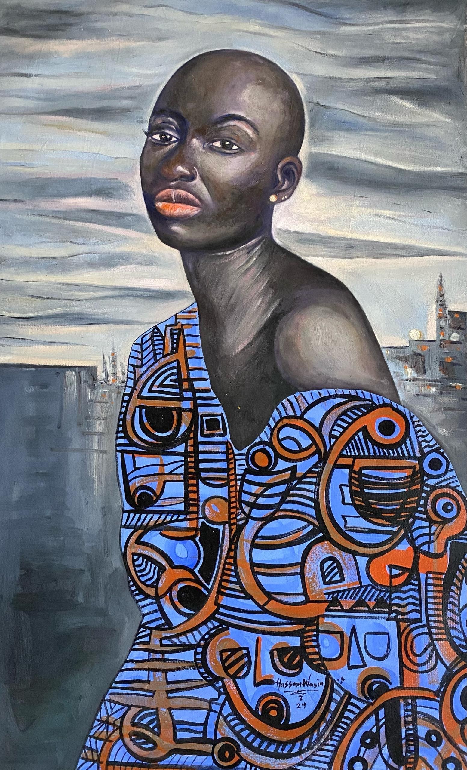 Wasiu Sunday Hassan, Be Yourself - 21st Century, Contemporary, Figurative, Portrait, Africa, Women,: Creator: Wasiu Sunday Hassan (1998, Nigerian) Creation Year: 2024 Dimensions: Height: 32 in (81.28 cm)Width: 20 in (50.8 cm)Depth: 1 in (2.54 cm) Medium: Canvas,Mixed Media,Acrylic,Oil Movement & Styl