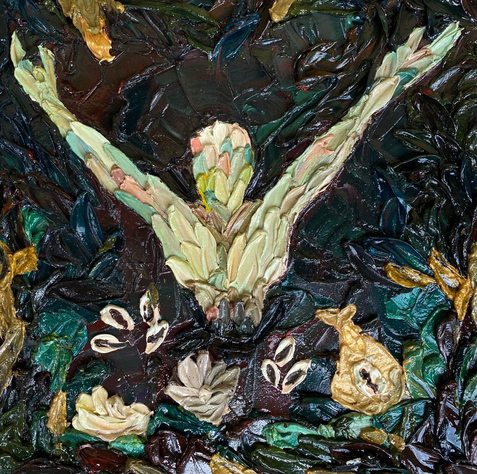 Okeowo Oluwaferanmi, Abundance: Aje Ni Temi - 21st Century, Contemporary, Figurative, Miniature,: Creator: Okeowo Oluwaferanmi (1993, Nigerian) Creation Year: 2024 Dimensions: Height: 10 in (25.4 cm)Width: 10 in (25.4 cm)Depth: 1 in (2.54 cm) Medium: Canvas,Oil Movement & Style: Contemporary Perio