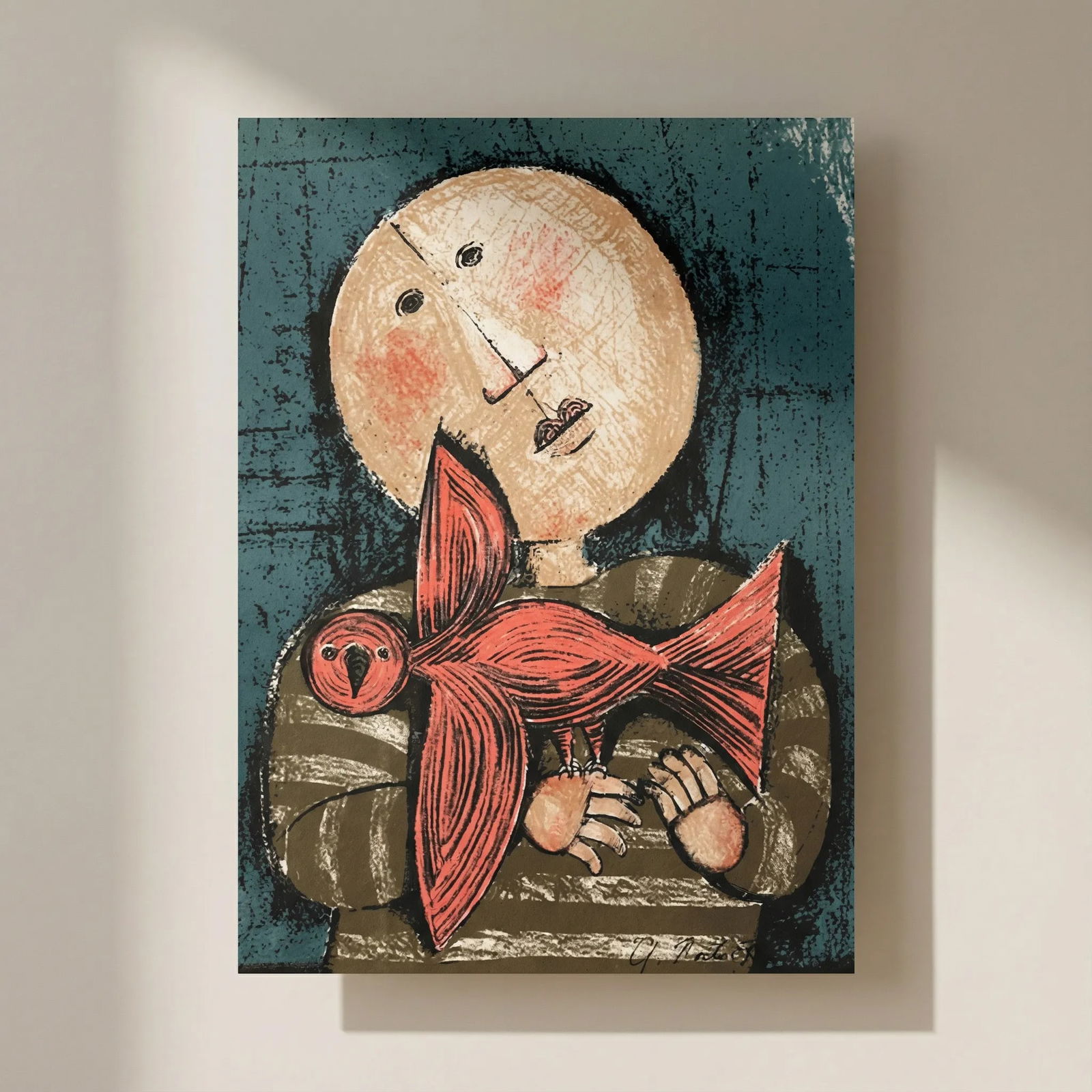 Boulanger Original Lithograph Mourlot Enfant et Oiseau 6: Title: Boulanger Original Lithograph Mourlot Enfant et Oiseau 6 Artist: Boulanger Description: Title: Enfant et oiseau 6 Artist: Graciela Boulanger Country: Bolivia Medium: Original Lithograph Marks: