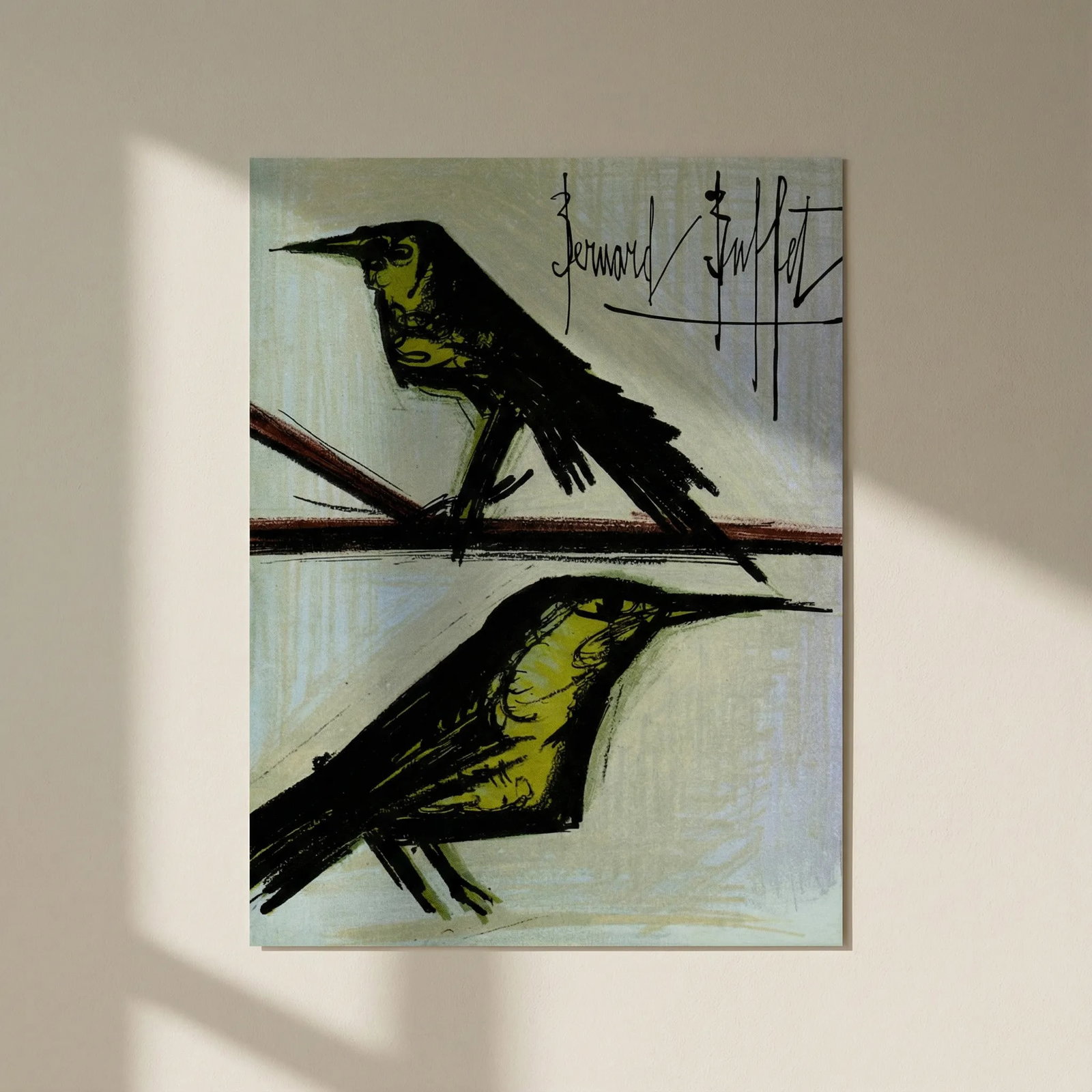 Bernard Buffet Bird Couple Original Lithograph 1967: Title: Bernard Buffet Bird Couple Original Lithograph 1967 Artist: Buffet Bernard Description: Artist: Bernard Buffet Country: France Title: Bird Couple Medium: Original Lithograph Marks: Signed in pl