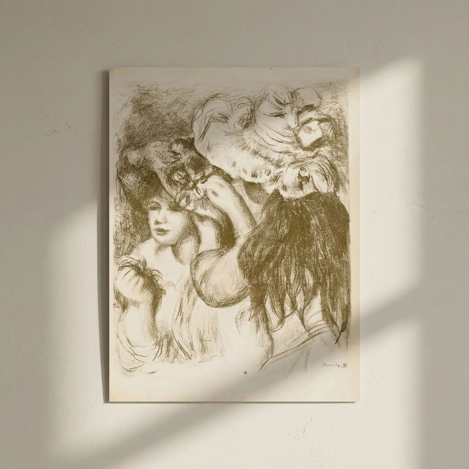 Pierre-Auguste Renoir Lithograph 4 Le Chapeau Epingle -1 color: Title: Pierre-Auguste Renoir Lithograph 4 Le Chapeau Epingle -1 color Artist: Renoir Description: Artist: Pierre-Auguste Renoir (1841 -1919) Country: France Title: Le Chapeau Epingle -1 color Medium: