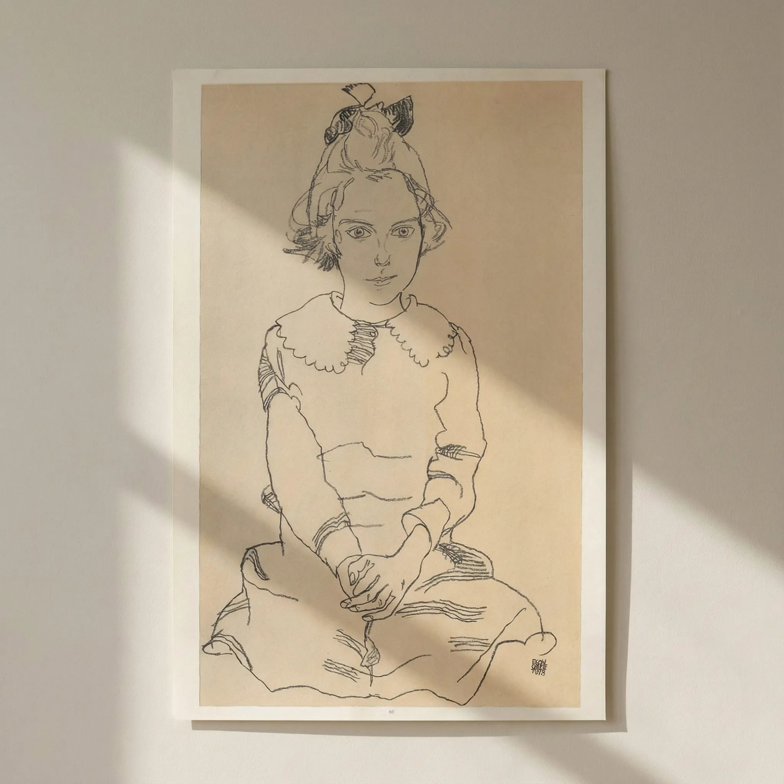 Schiele Lithograph 60 Seated Girl Maria Steiner: Title: Schiele Lithograph 60 Seated Girl Maria Steiner Artist: Egon Schiele Description: Artist:Egon Schiele Country:Austria Title:Seated girl Maria Steiner Medium:Lithograph - 60 Marks:Signed in plat