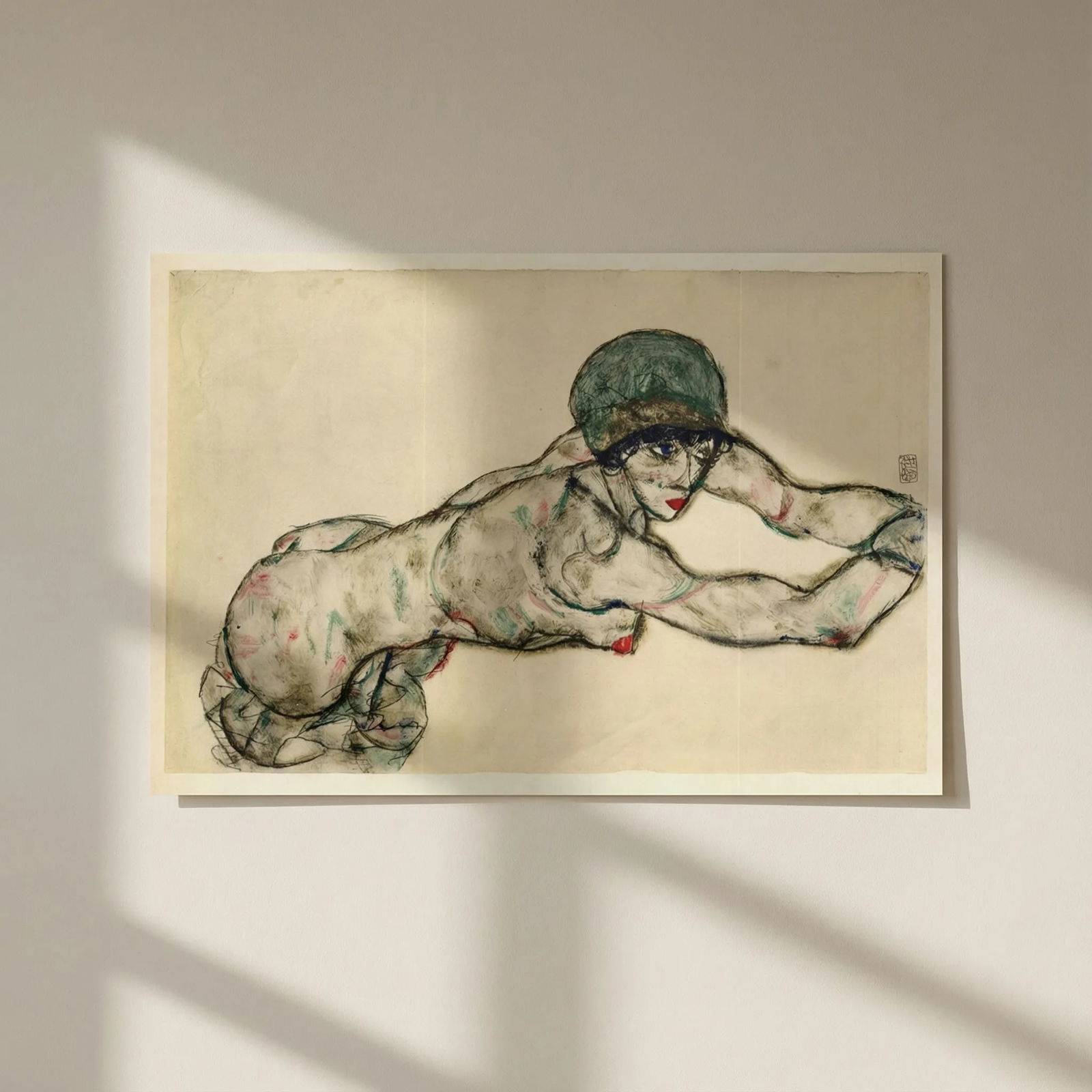 Schiele Lithograph 41 Female Figure to Right: Title: Schiele Lithograph 41 Female Figure to Right Artist: Egon Schiele Description: Artist:Egon Schiele Country:Austria Title:Female Figure to the right Medium:Lithograph - 41 Marks:Signed in plate