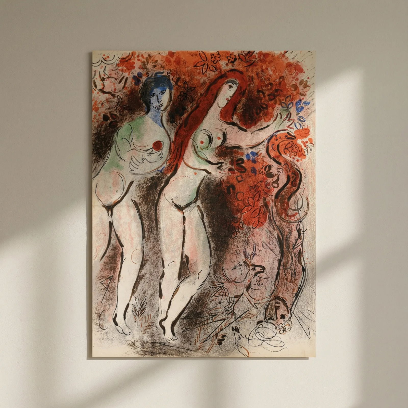 Chagall Lithograph Adam, Eve & the forbidden fruit Bible 1960: Title: Chagall Lithograph Adam, Eve & the forbidden fruit Bible 1960 Artist: Chagall Description: Artist: Marc Chagall Country: Russia Title: Adam and Eve and the forbidden fruit Medium: Color Lithogr