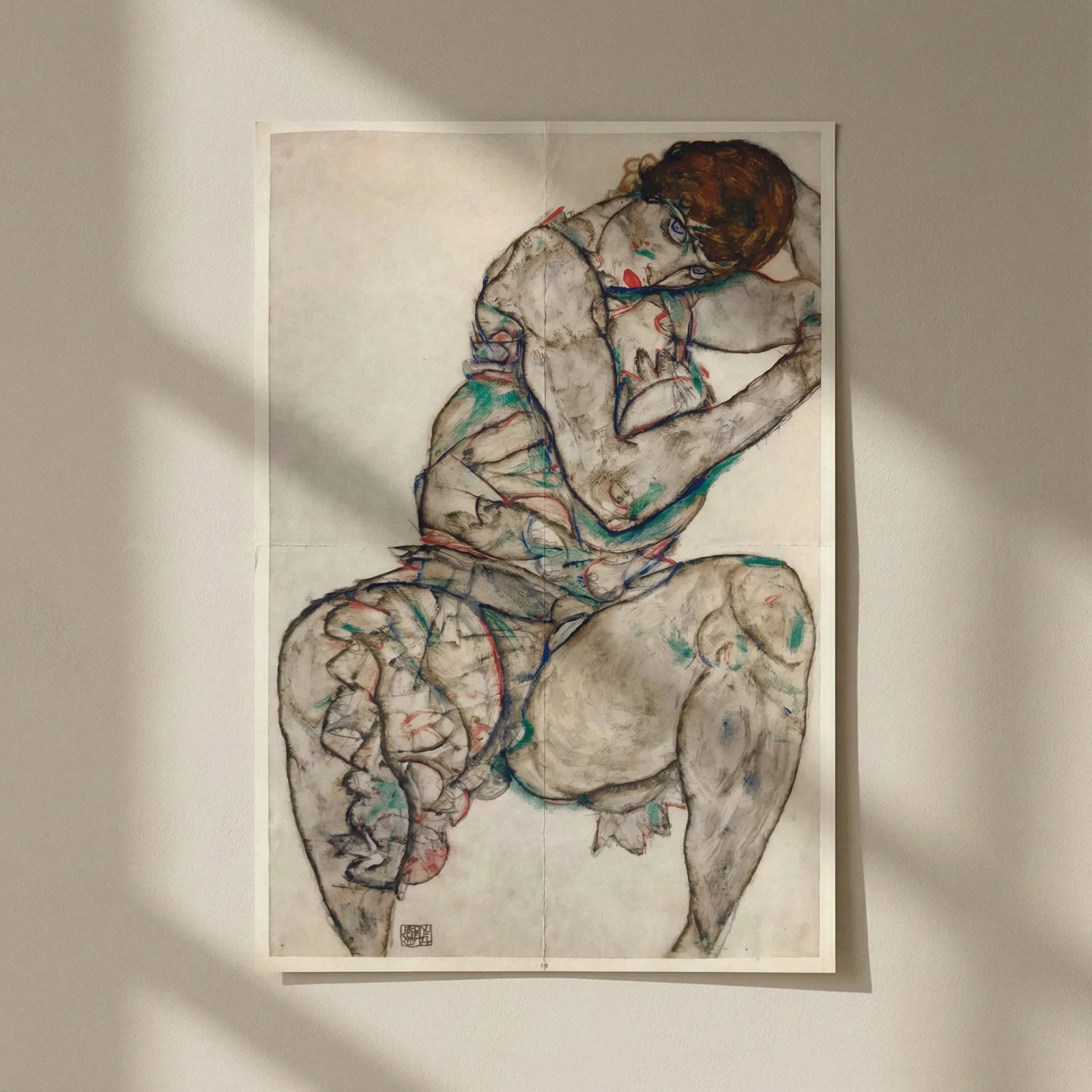 Schiele Lithograph 43 Seated woman with hand in hair: Title: Schiele Lithograph 43 Seated woman with hand in hair Artist: Egon Schiele Description: Artist:Egon Schiele Country:Austria Title:Seated woman with hand in hair Medium:Lithograph - 43 Marks:Sign