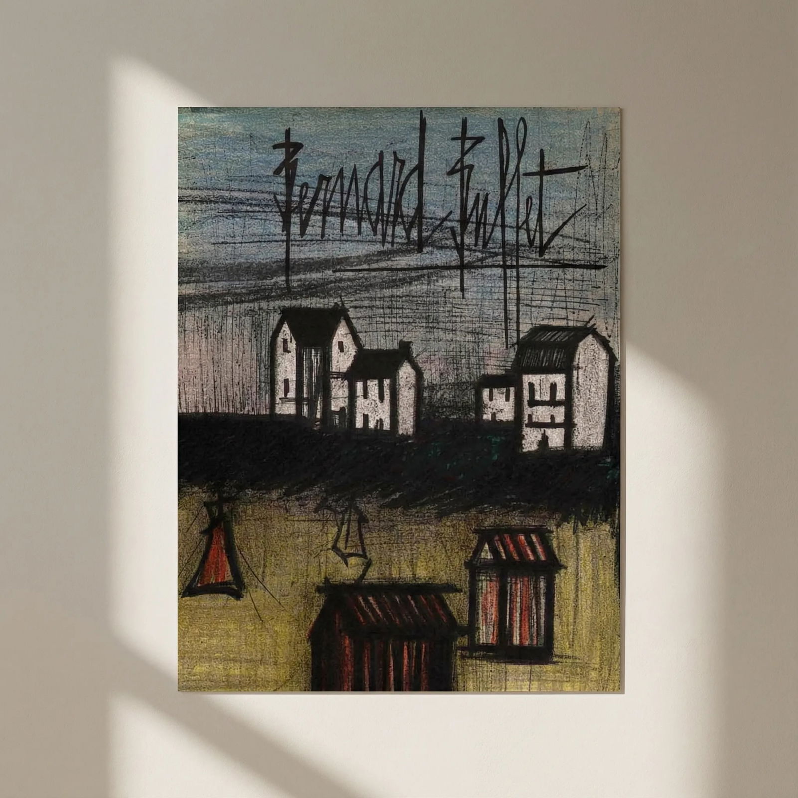 Bernard Buffet Landscape Original Lithograph 1967: Title: Bernard Buffet Landscape Original Lithograph 1967 Artist: Buffet Bernard Description: Artist: Bernard Buffet Country: France Title: Landscape Medium: Original Lithograph Marks: Signed in plate,