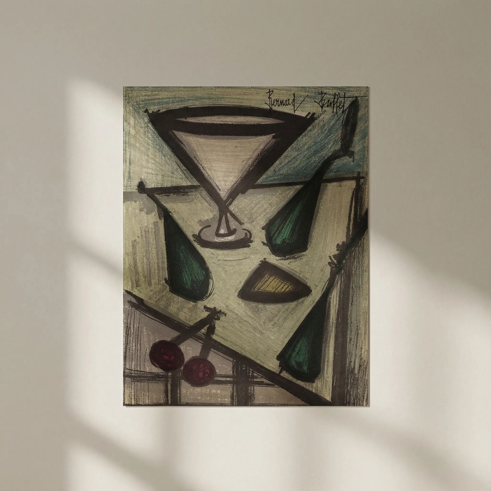 Bernard Buffet Still Life with Fruits Original Lithograph 1967: Title: Bernard Buffet Still Life with Fruits Original Lithograph 1967 Artist: Buffet Bernard Description: Artist: Bernard Buffet Country: France Title: Still life with fruits Medium: Original Lithogra