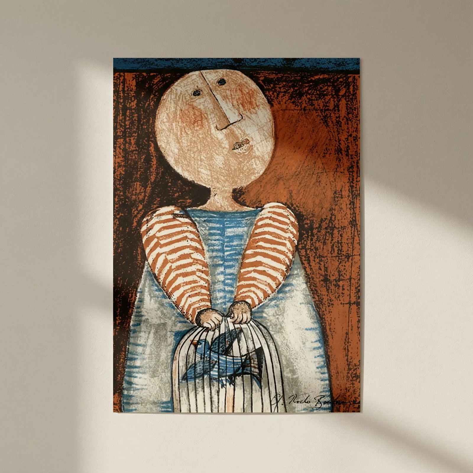 Boulanger Original Lithograph Mourlot Enfant et oiseau 5: Title: Boulanger Original Lithograph Mourlot Enfant et oiseau 5 Artist: Boulanger Description: Title: Enfant et oiseau 5 Artist: Graciela Boulanger Country: Bolivia Medium: Original Lithograph Marks: