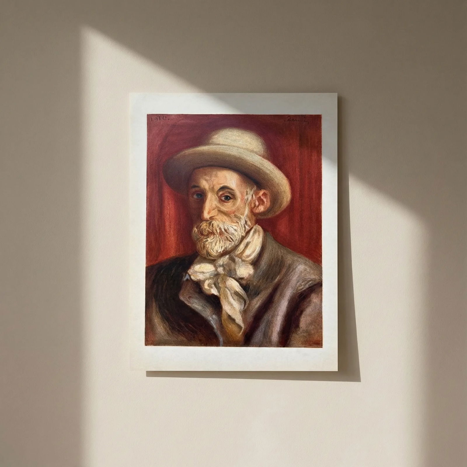 Pierre-Auguste Renoir Lithograph Self Portrait: Title: Pierre-Auguste Renoir Lithograph Self Portrait Artist: Renoir Description: Artist: Pierre-Auguste Renoir (1841 -1919) Country: France Title: Enfants Jouant a la Balle Medium: Lithograph - 7 Pap