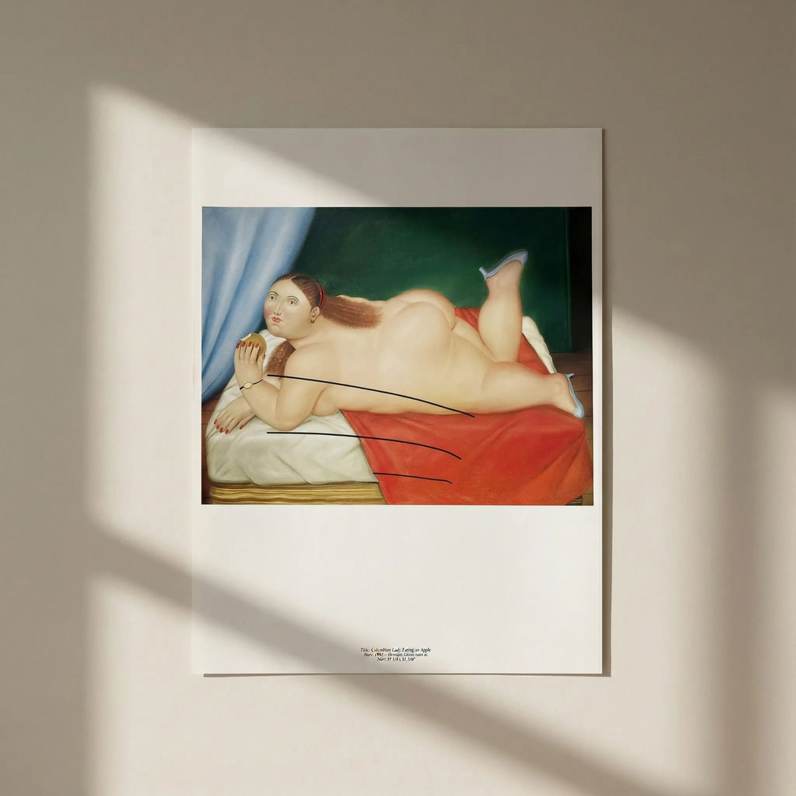 Fernando Botero 23 Colombian Lady Eating an Apple 1983: Title: Fernando Botero 23 Colombian Lady Eating an Apple 1983 Artist: Fernando Botero Description: Title: Colombian Lady Eating an Apple Artist: Fernando Botero Country: Colombia Medium: Offset - Quad