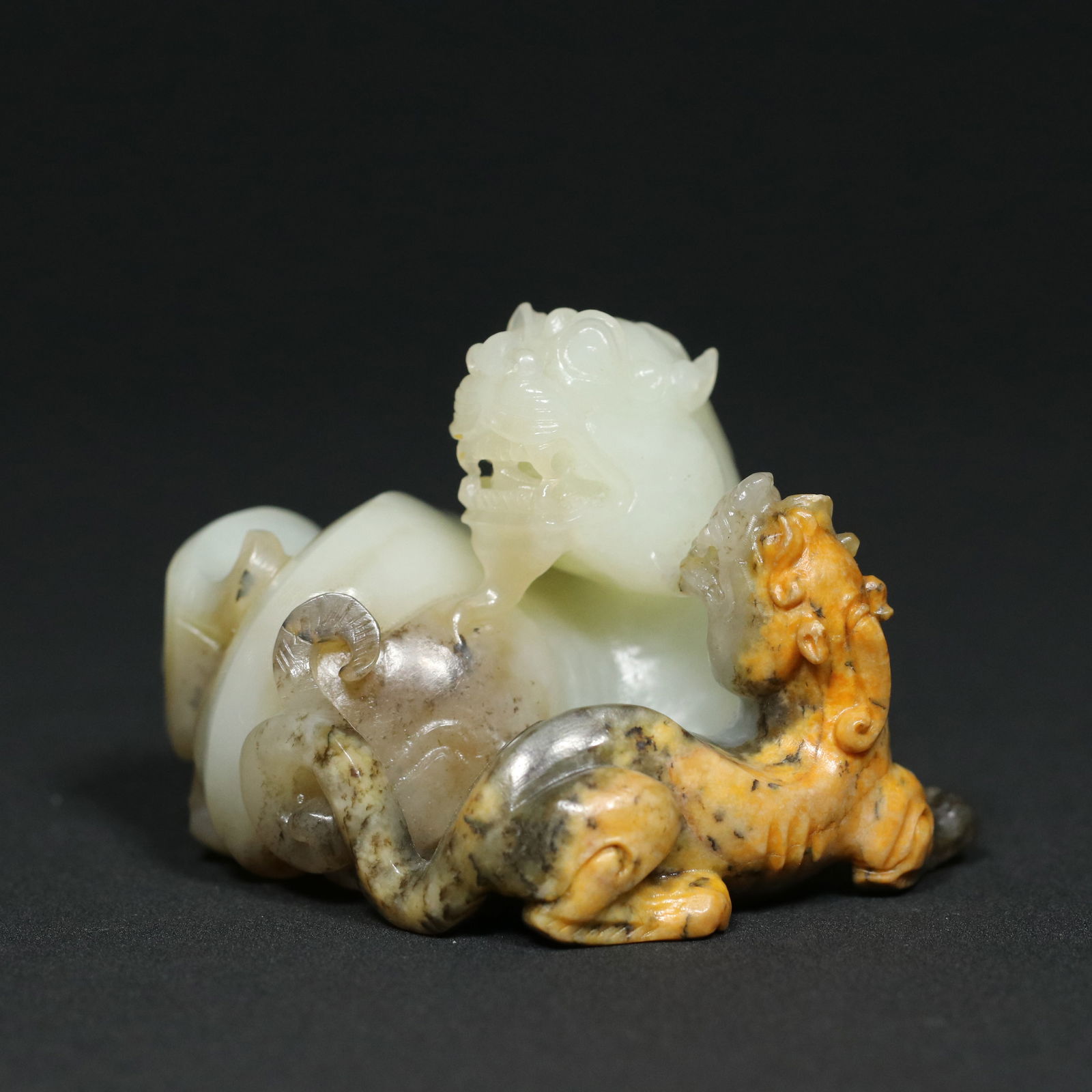 Vintage Chinese Hetian Jade Lucky Beast Statue (1 of 9)