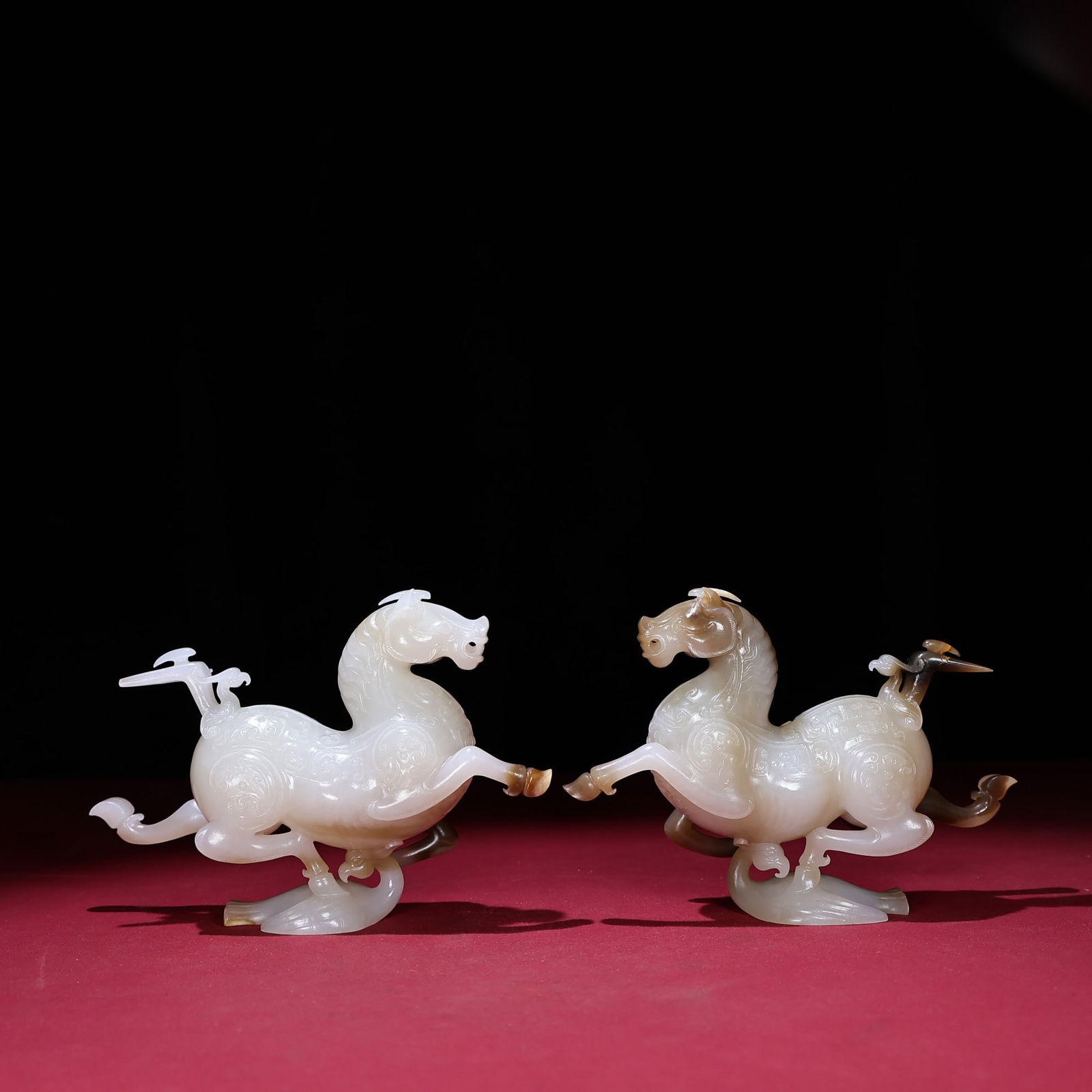 A Pair Superb Chinese White Hetian Jade Carved Fortune & Swallow Statue: Title: A Pair Superb Chinese White Hetian Jade Carved Fortune & Swallow Statue Date/Period: After1700 Origin: Chinese Dimension: Materials: Hetian Jade Reserve: $69,999.00 Shipping: Domestic: Shipping