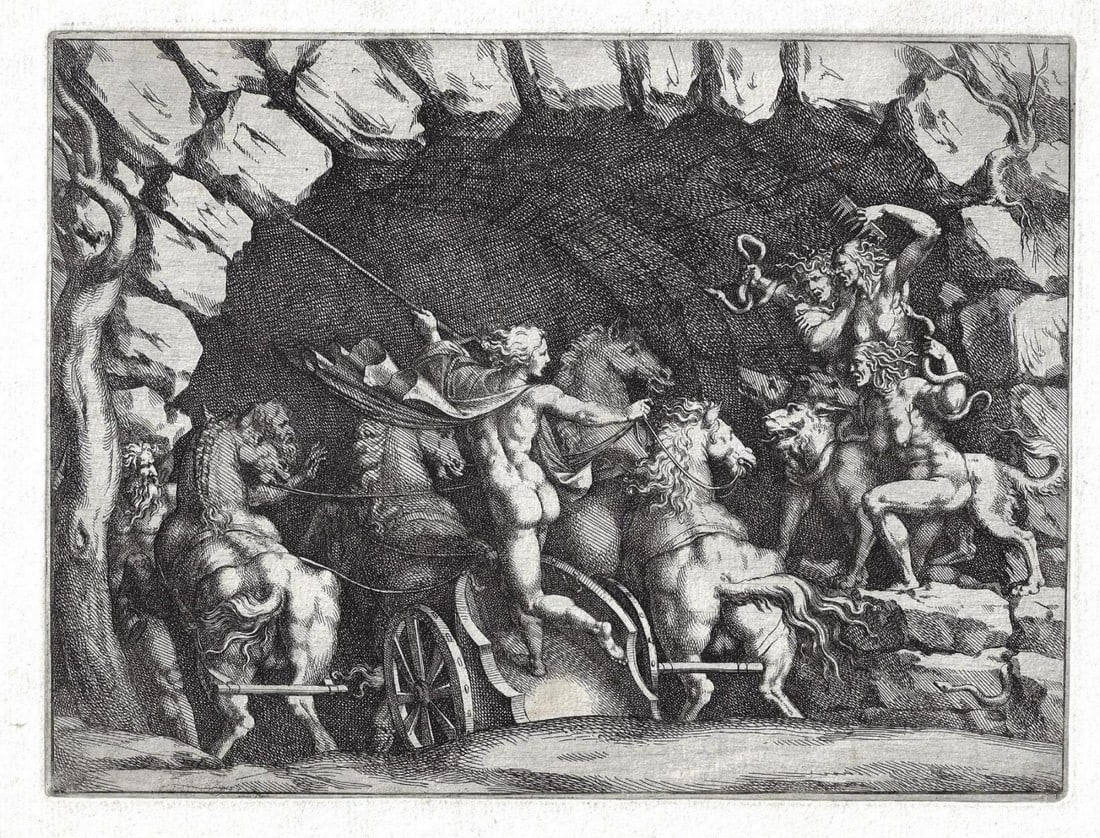 1680 Bartoli Engraving Pluto Entering Underworld - 3