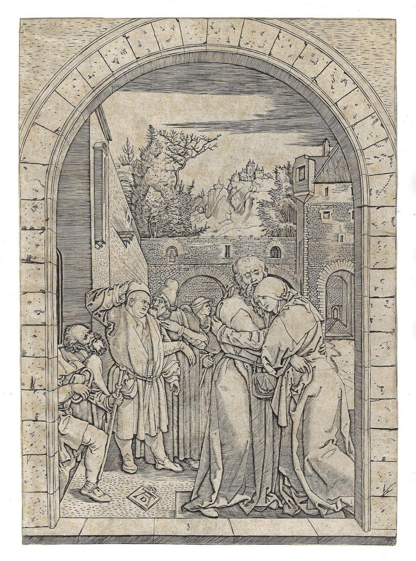 1520 Raimondi Engraving After Albrecht Durer Life of the Virgin: Title: 1520 Raimondi Engraving After Albrecht Durer Life of the Virgin Description: "Rejection of Joachims Offering" after Albrecht Durer (1471-1528) by Marcantonio Raimondi (1480-1534) from the serie