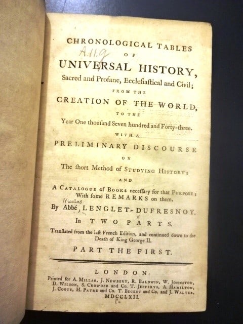 1762 Dufrensoy Chronological Tables (1 of 4)