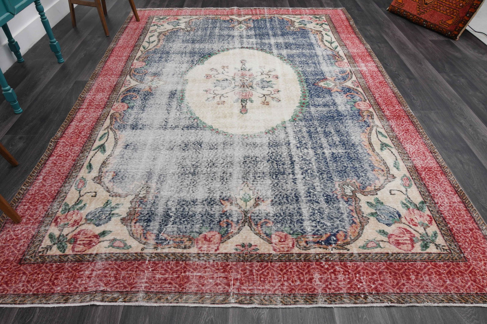 7.5x10.8 ft, VINTAGE RUG, TURKISH: Title: 7.5x10.8 ft, VINTAGE RUG, TURKISH Description: This Turkish one-of-a-kind Anatolian Vintage Rug is hand-knotted and handwoven by the most skilled artisans who use pure wool, in muted, natural t