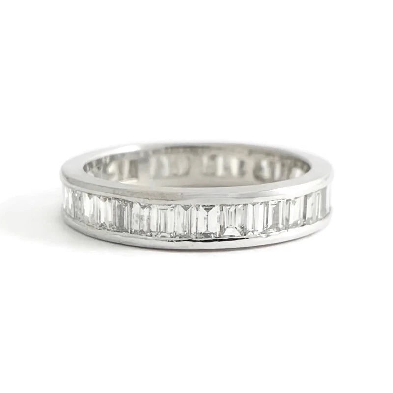 Baguette Diamond Channel-Set Eternity Ring Wedding Band Platinum Size 6.5, 4.31G: Title: Baguette Diamond Channel-Set Eternity Ring Wedding Band Platinum Size 6.5, 4.31G Description: Baguette Diamond Channel-Set Eternity Ring Wedding Band Platinum Size 6.5, 4.31 Grams This is a bea