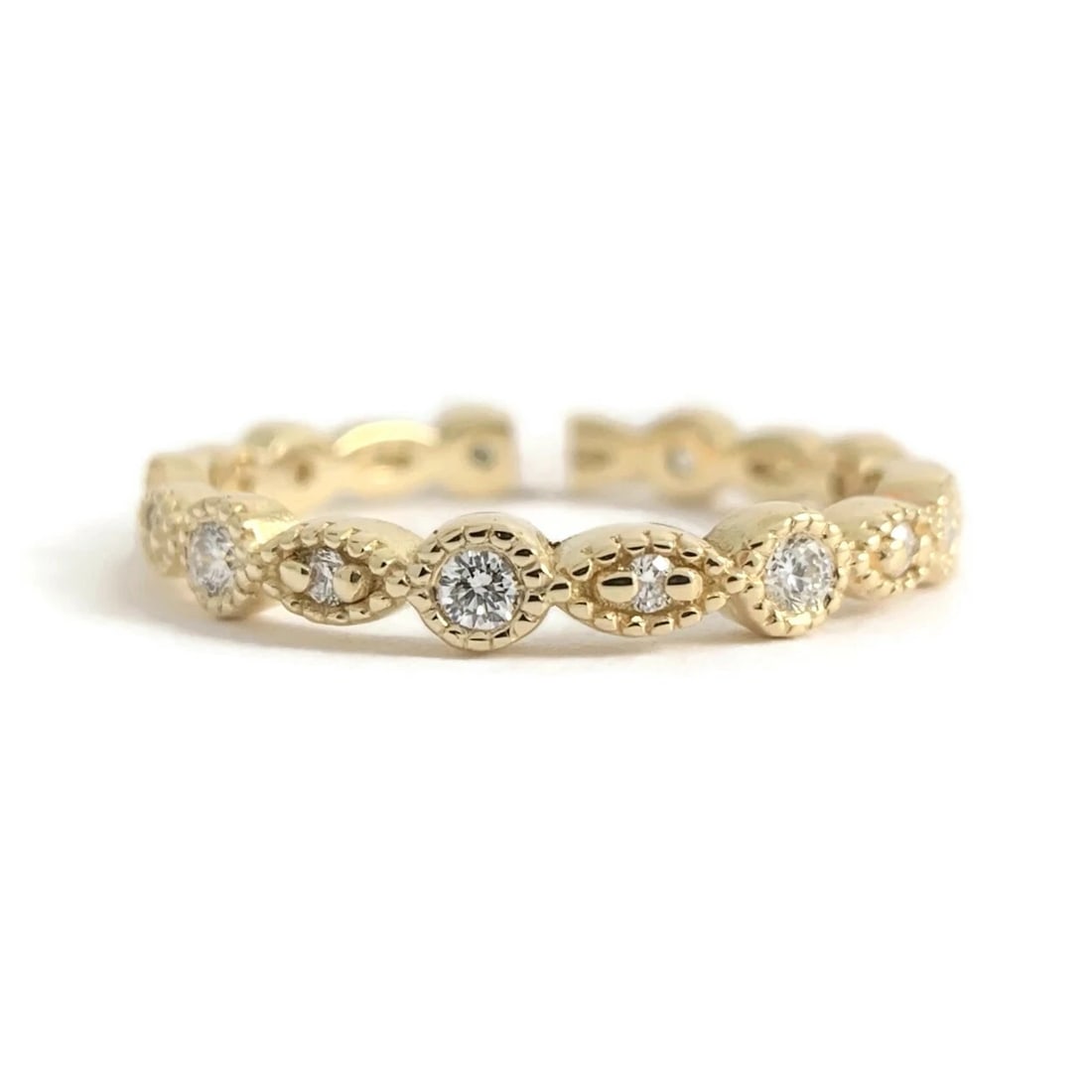 Marquise Round Milgrain Diamond Eternity Ring Wedding Band 14K Yellow Gold, Sz 7: Title: Marquise Round Milgrain Diamond Eternity Ring Wedding Band 14K Yellow Gold, Sz 7 Description: Marquise Round Milgrain Diamond Eternity Ring Wedding Band 14K Yellow Gold, Sz 7 This is a beautifu