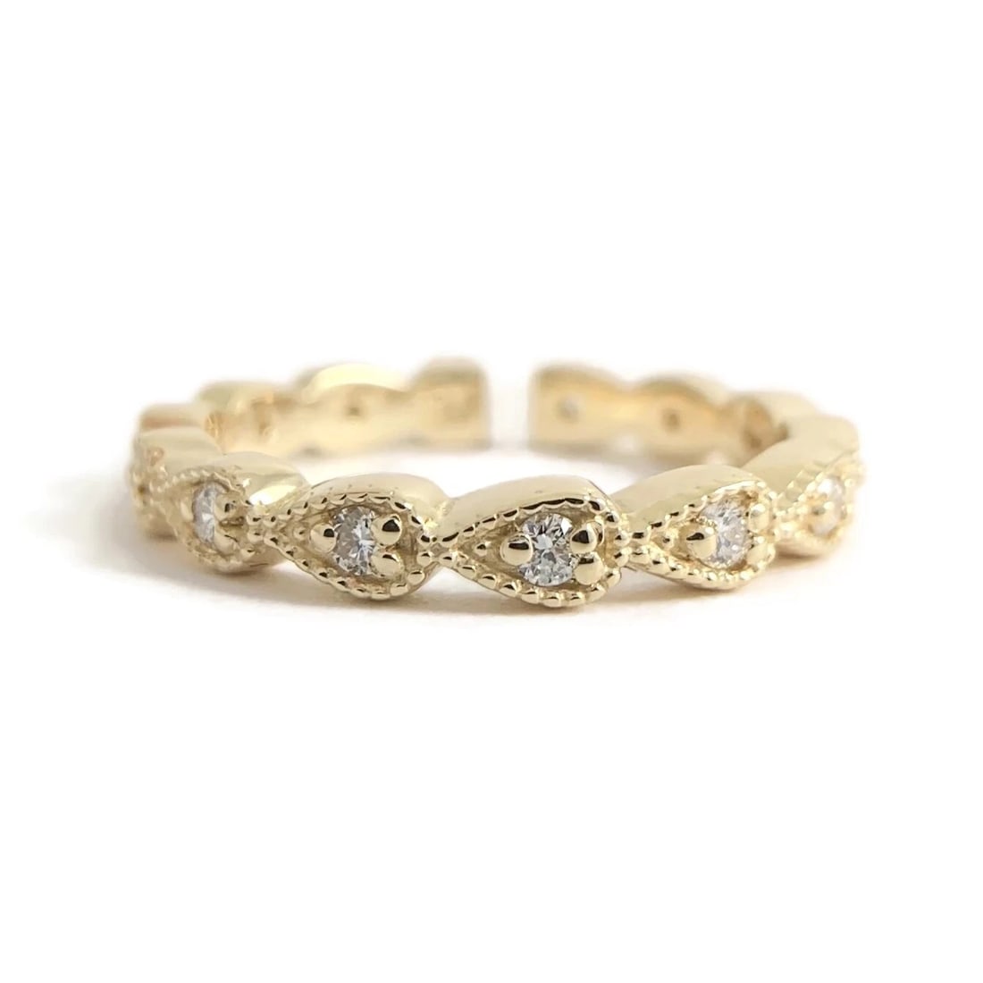 Pear Milgrain Diamond Eternity Ring Wedding Band 14K Yellow Gold, Size 6.5: Title: Pear Milgrain Diamond Eternity Ring Wedding Band 14K Yellow Gold, Size 6.5 Description: Pear Milgrain Diamond Eternity Ring Wedding Band 14K Yellow Gold, Size 6.5 This is a beautiful wedding ba
