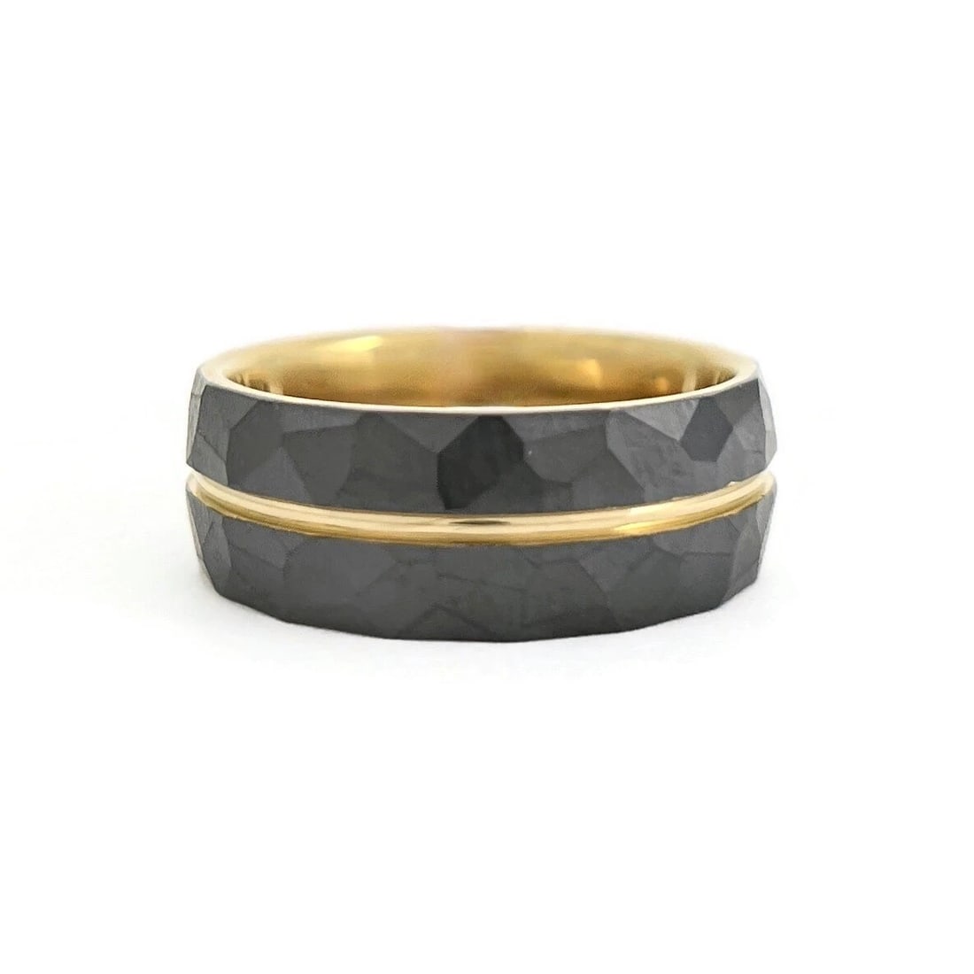 Men's Wide Black Textured Gold Line Titanium Wedding Band Ring, Size 9.5, 8 mm: Title: Men's Wide Black Textured Gold Line Titanium Wedding Band Ring, Size 9.5, 8 mm Description: Men's Wide Black Textured Gold Line Titanium Wedding Band Ring, Size 9.5, 8 mm This is a unique weddi