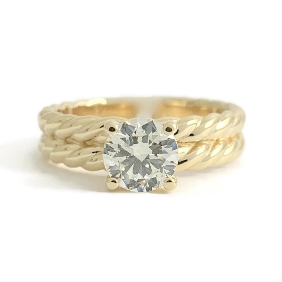 Round Diamond Double Rope Solitaire Engagement Ring 14K Yellow Gold .80 CT: Title: Round Diamond Double Rope Solitaire Engagement Ring 14K Yellow Gold .80 CT Description: Round Diamond Double Rope Solitaire Engagement Ring 14K Yellow Gold .80 CT This is a gorgeous diamond eng