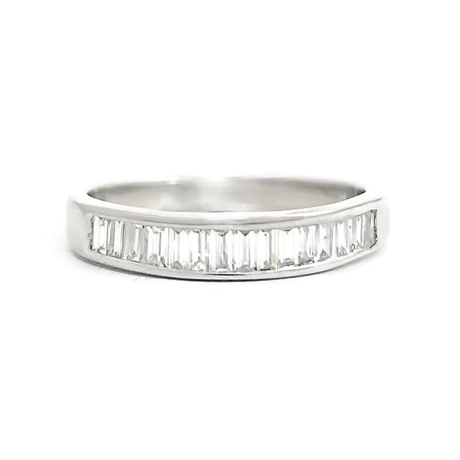 Baguette Diamond Channel-Set Wedding Band Ring 14K White Gold .51 CTW: Title: Baguette Diamond Channel-Set Wedding Band Ring 14K White Gold .51 CTW Description: Baguette Diamond Channel-Set Wedding Band Ring 14K White Gold .51 This is a lovely ring that can be worn as a