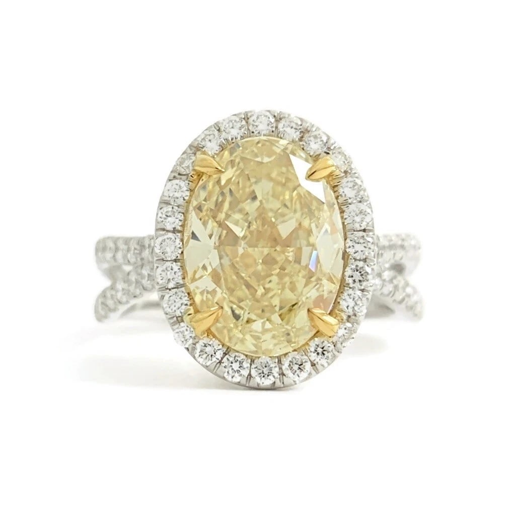 GIA Fancy Yellow Oval Diamond Halo Engagement Ring Platinum, 3.97 CTW: Title: GIA Fancy Yellow Oval Diamond Halo Engagement Ring Platinum, 3.97 CTW Description: GIA Fancy Yellow Oval Diamond Halo Engagement Ring Platinum, 3.97 This is a gorgeous diamond engagement ring!