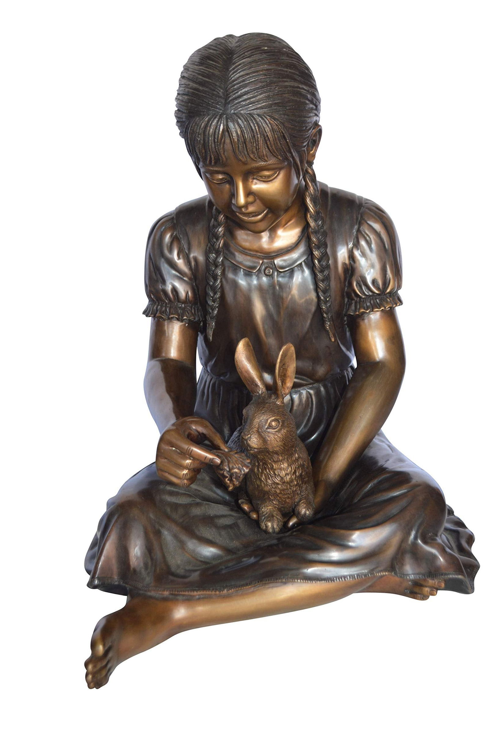 Sandra Sitting With Her Rabbit Bronze Statue – Size: 25"L x 18"W x 25"H.: Title:Sandra Sitting With Her Rabbit Bronze Statue – Size: 25"L x 18"W x 25"H. Description:Sandra Sitting With Her Rabbit Bronze Statue – Size: 25"L x 18"W x 25"H. Details:SKU: SandraSittingWithHe