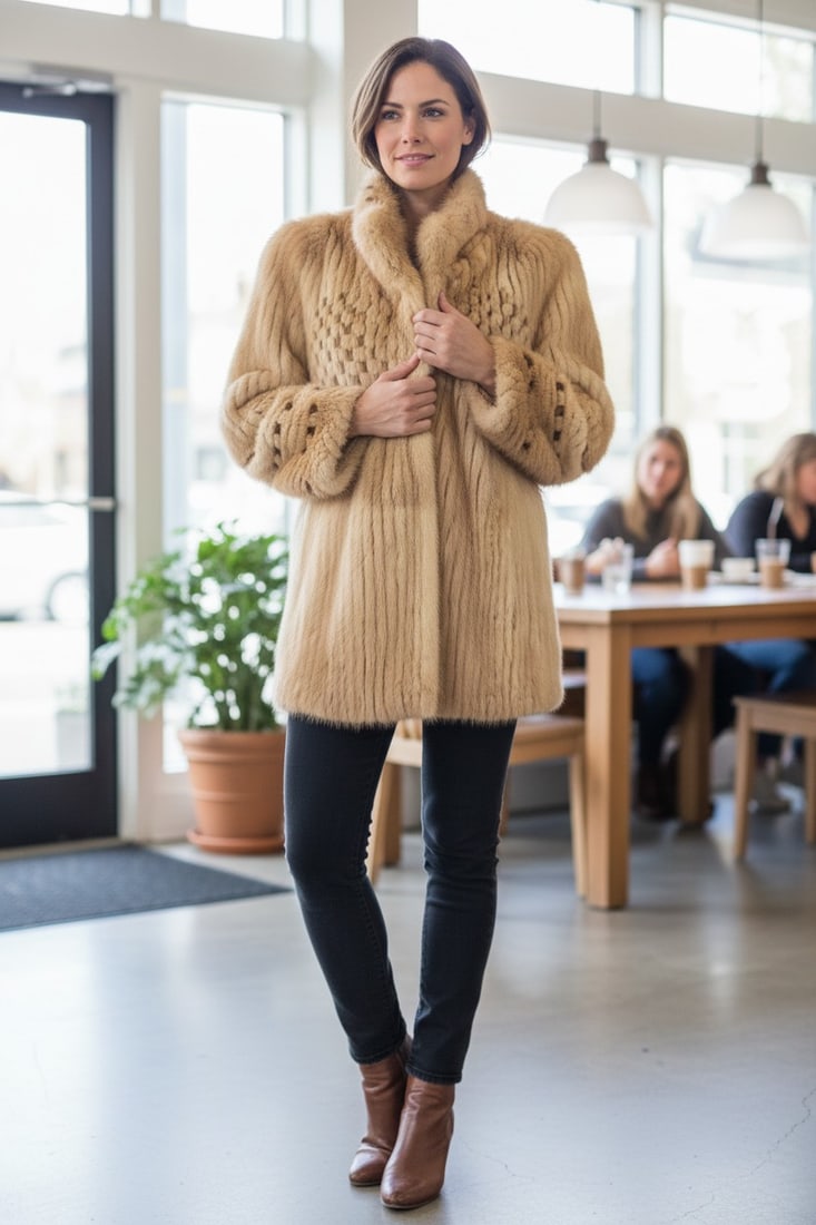 UNIQUE MINK FUR JACKET EU: XL ; US: 18: Title: UNIQUE MINK FUR JACKET EU: XL ; US: 18 Dimension: Approximate size- EU: XL; US: 18 : Important details: Length: 80cm/31.5in -Shoulders width:45cm/17.72in -Sleeve Length:65cm/25.59in -Bust size