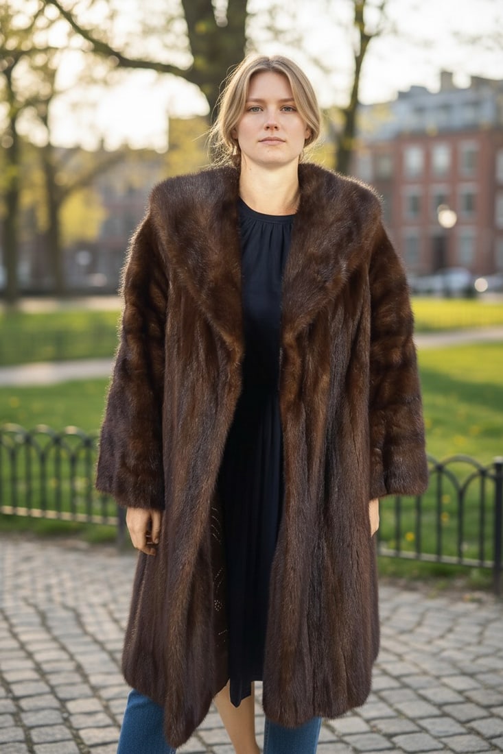 BROWN MINK FUR COAT EU: 3XL ; US: 24: Title: BROWN MINK FUR COAT EU: 3XL ; US: 24 Dimension: Approximate size- EU: 3XL; US: 24 : Important details: Length: 105cm/41.34in -Shoulders width:55cm/21.65in -Sleeve Length:55cm/21.65in -Bust size