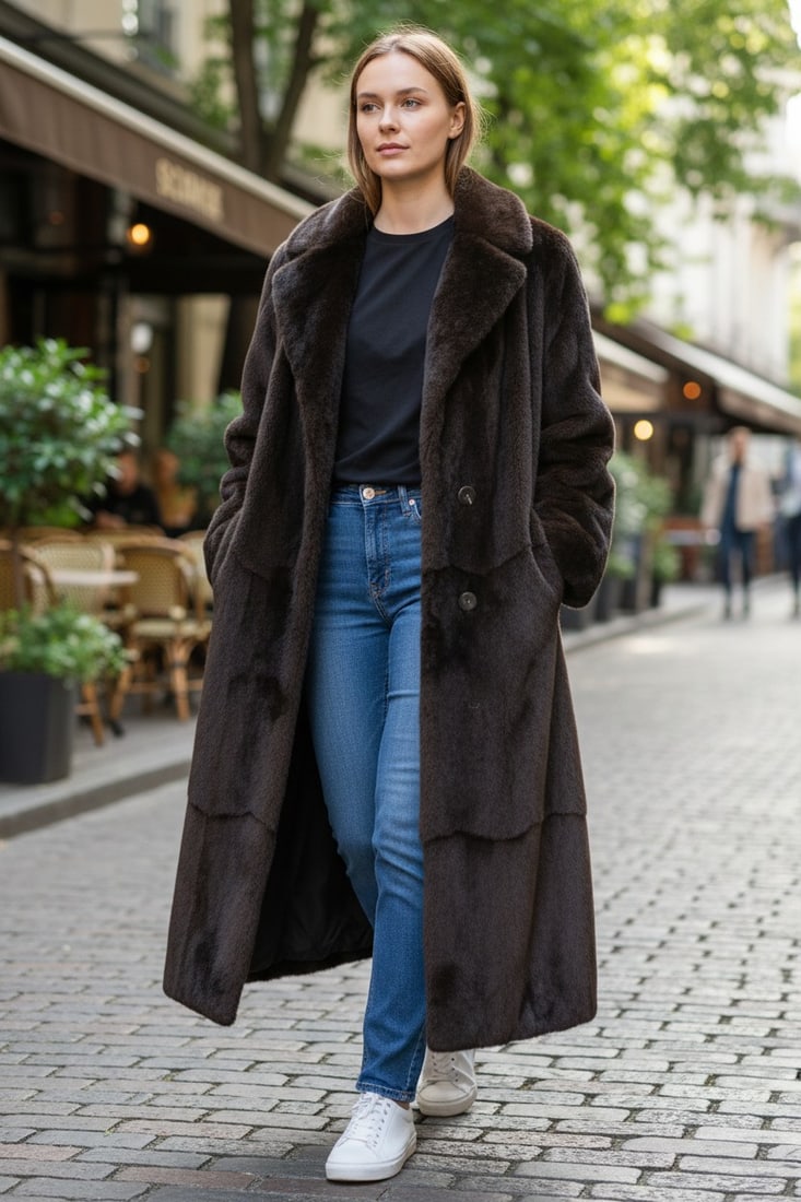 SHEARED BROWN LAPIN FUR COAT EU: L - US:18 (1 of 10)