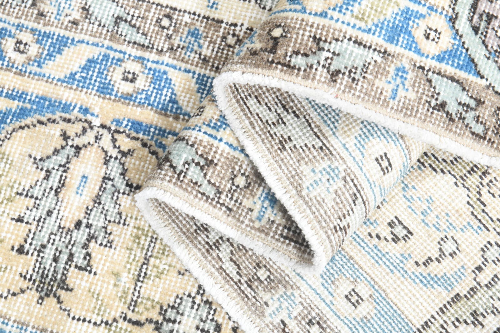 7'1x10'2 ft, Vintage Turkish Rug: Title: 7'1x10'2 ft, Vintage Turkish Rug Origin: Turkey Date/Period: 1960 - 1970 Materials: Wool And Cotton Size: Width: 7.1 feet Length: 10.2 feet Description: This Turkish one-of-a-kind Vintage Turki