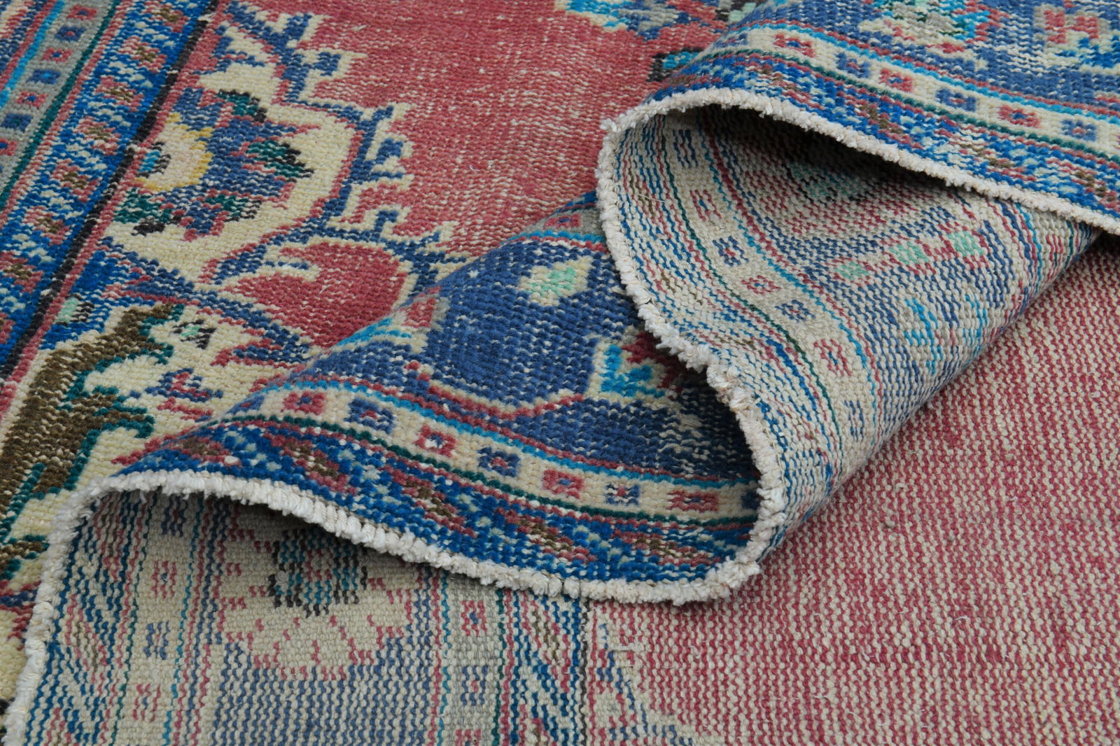 7'6x10'7 PINK TURKISH RUG: Title: 7'6x10'7 PINK TURKISH RUG Origin: Turkey Date/Period: 1960 - 1970 Materials: Wool And Cotton Size: Width: 7.6 feet Length: 10.7 feet Description: This Turkish one-of-a-kind Vintage Turkish Rug