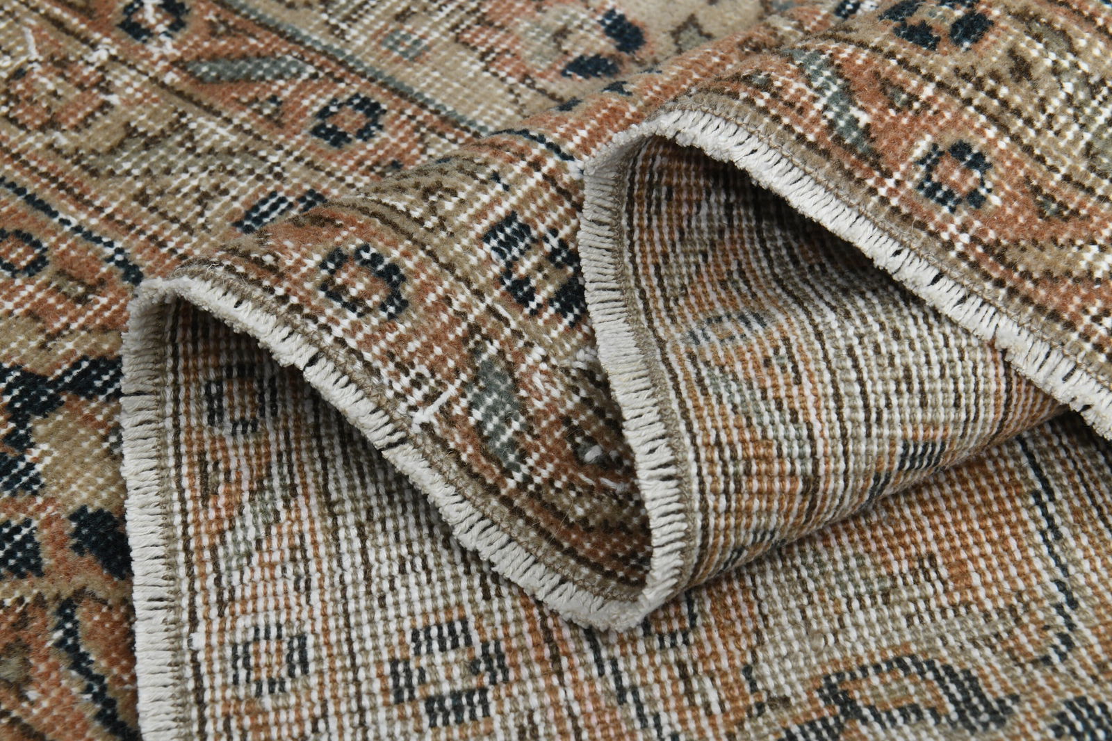 6.9x10.3 ft, DENIM BLUE, Vintage Turkish Rug: Title: 6.9x10.3 ft, DENIM BLUE, Vintage Turkish Rug Origin: Turkey Date/Period: 1960 - 1970 Materials: Wool And Cotton Size: Width: 6.9 feet Length: 10.3 feet Description: This Turkish one-of-a-kind V