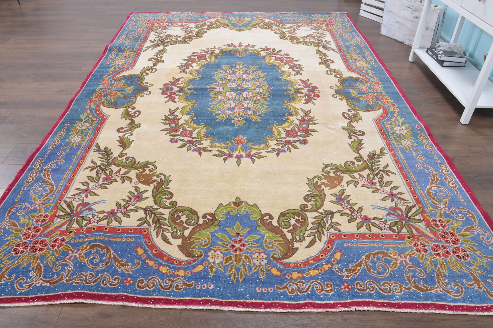 7'9x11'3 ft, COLORFUL, TURKISH Rug: Title: 7'9x11'3 ft, COLORFUL, TURKISH Rug Origin: Turkey Date/Period: 1960 - 1970 Materials: Wool And Cotton Size: Width: 7.9 feet Length: 11.3 feet Description: This Turkish one-of-a-kind Vintage Tur