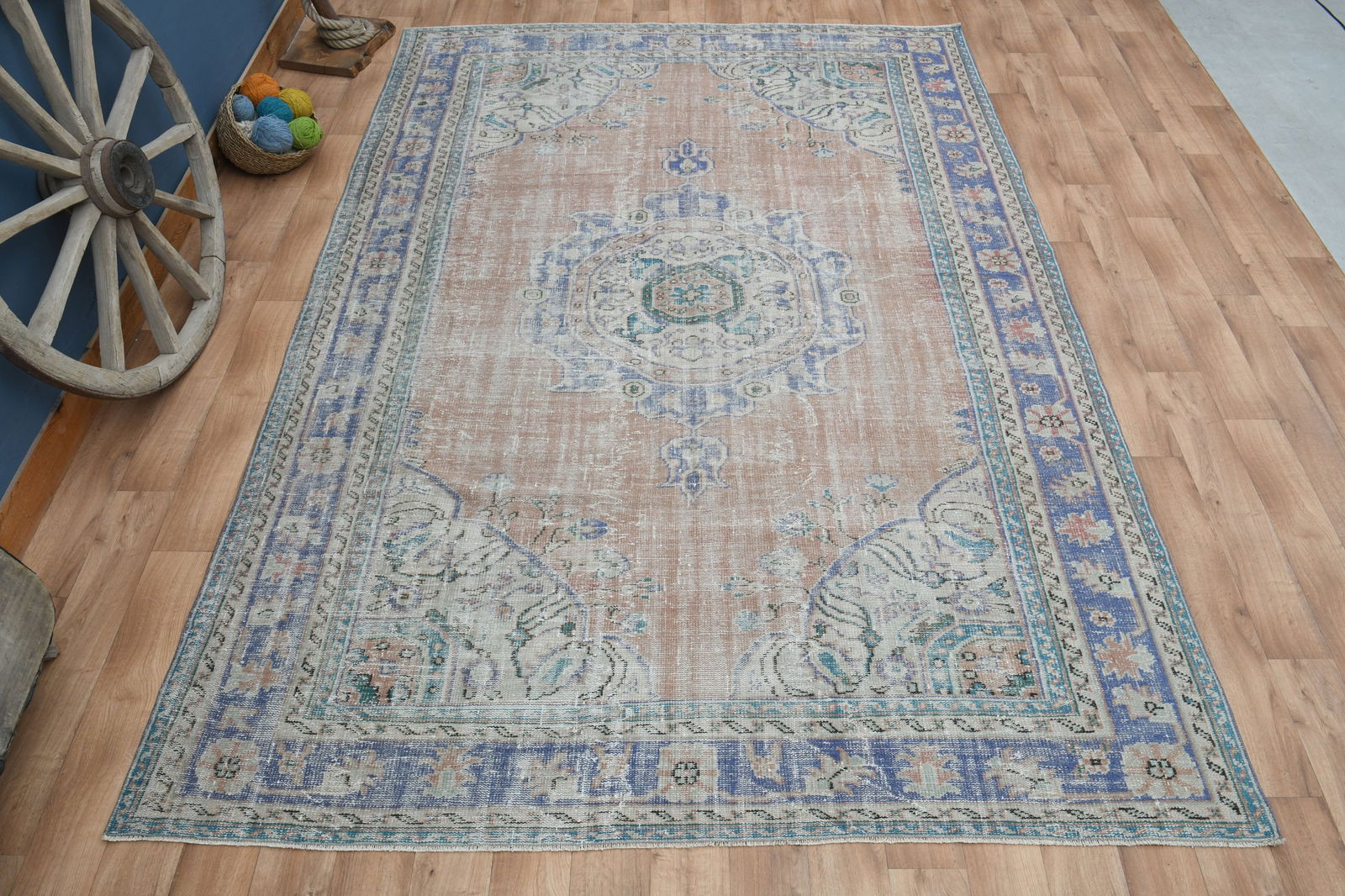 8'3x12 ft, TURKISH AREA RUG: Title: 8'3x12 ft, TURKISH AREA RUG Origin: Turkey Date/Period: 1960 - 1970 Materials: Wool And Cotton Size: Width: 8.3 feet Length: 12 feet Description: This Turkish one-of-a-kind Vintage Turkish Rug