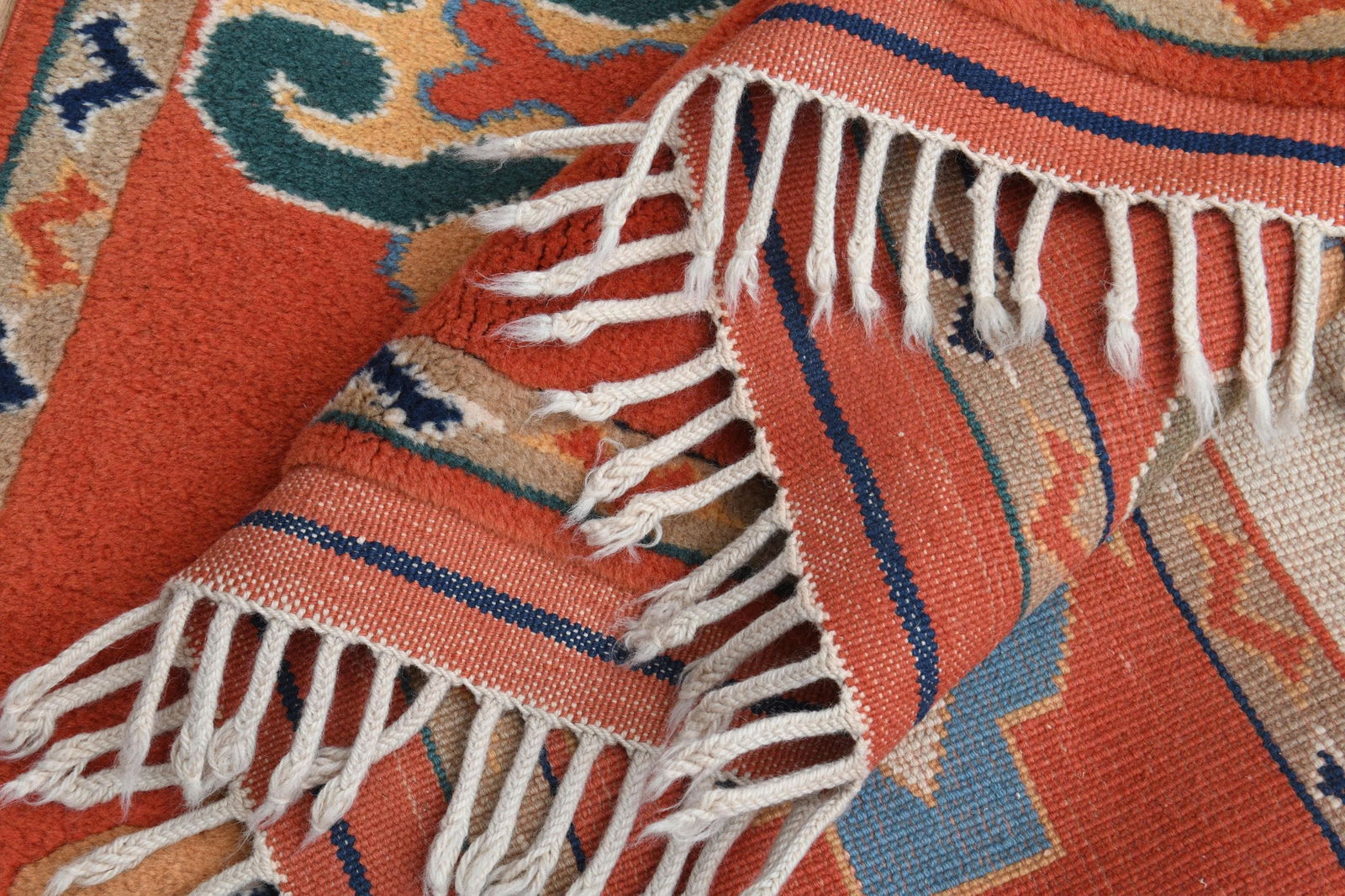 5'6x8 ft, COLORFUL TURKISH RUG: Title: 5'6x8 ft, COLORFUL TURKISH RUG Origin: Turkey Date/Period: 1960 - 1970 Materials: Wool And Cotton Size: Width: 5.6 feet Length: 8 feet Description: This Turkish one-of-a-kind Vintage Turkish Ru