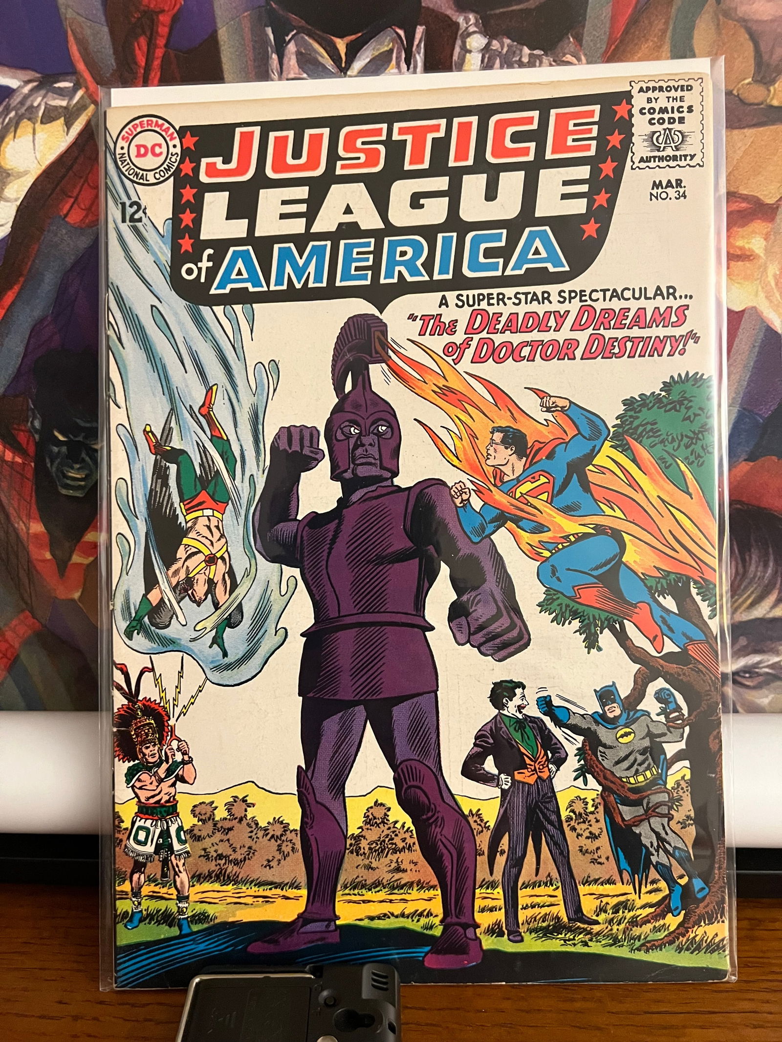 JLofA #34: Title: JLofA #34 Description: Deadly Dreams of Dr. Destiny Date/Period: 1965 Materials: DC Comics Reserve: $65.00 Shipping: Domestic: Shipping rates are determined by destination International: Foreig