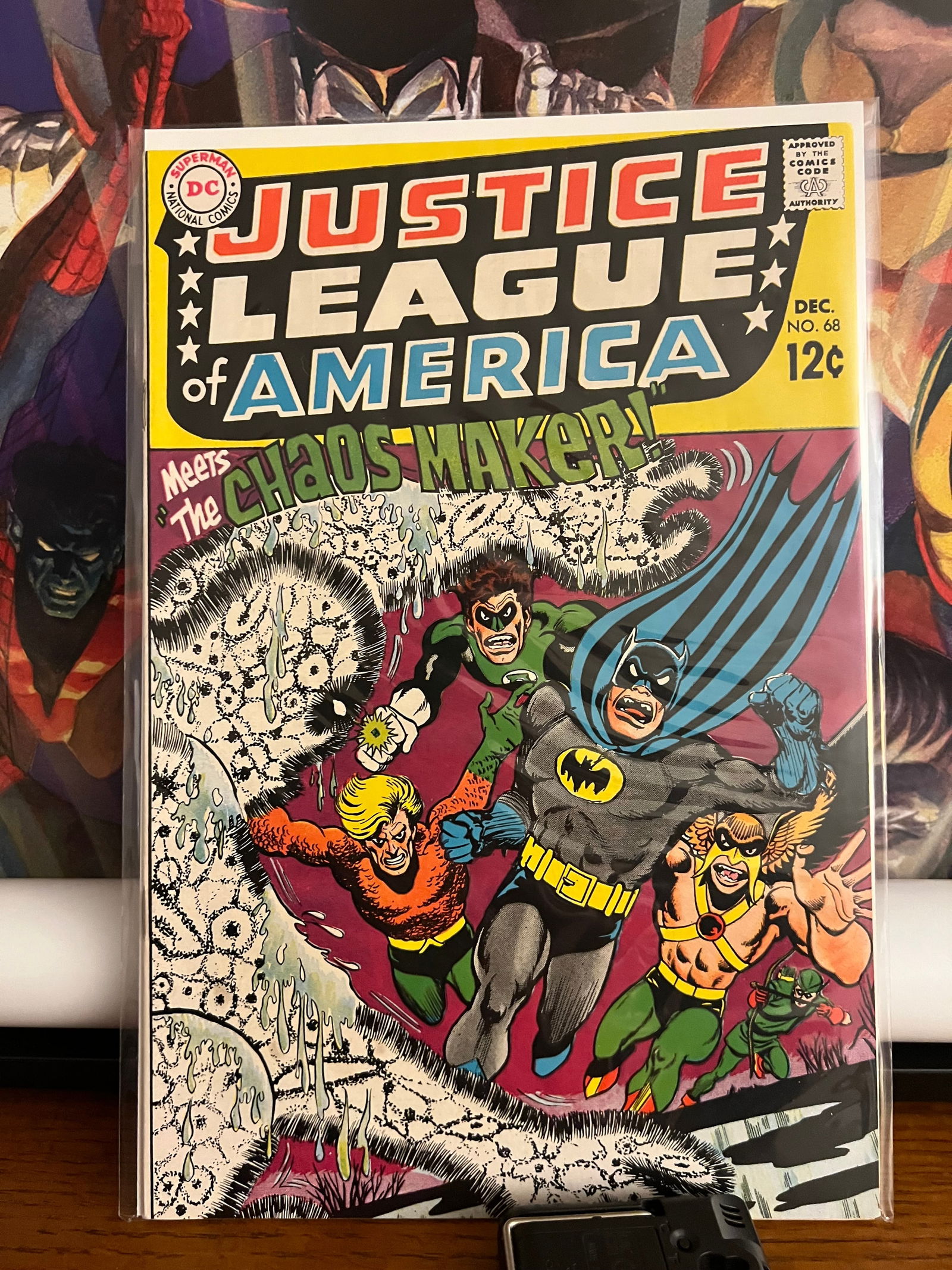 JLofA #68: Title: JLofA #68 Description: Meet the Chaos Maker 1968 Materials: DC Comics Reserve: $75.00 Shipping: Domestic: Shipping rates are determined by destination International: Foreign shipping rates are