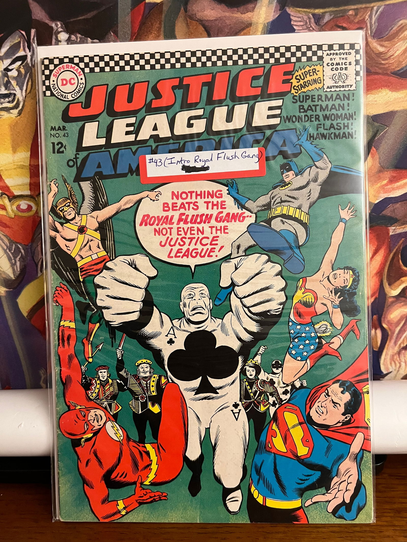 JLofA #43: Title: JLofA #43 Description: 1st. Royal Flush Gang 1966 Materials: DC Comics Reserve: $35.00 Shipping: Domestic: Shipping rates are determined by destination International: Foreign shipping rates are