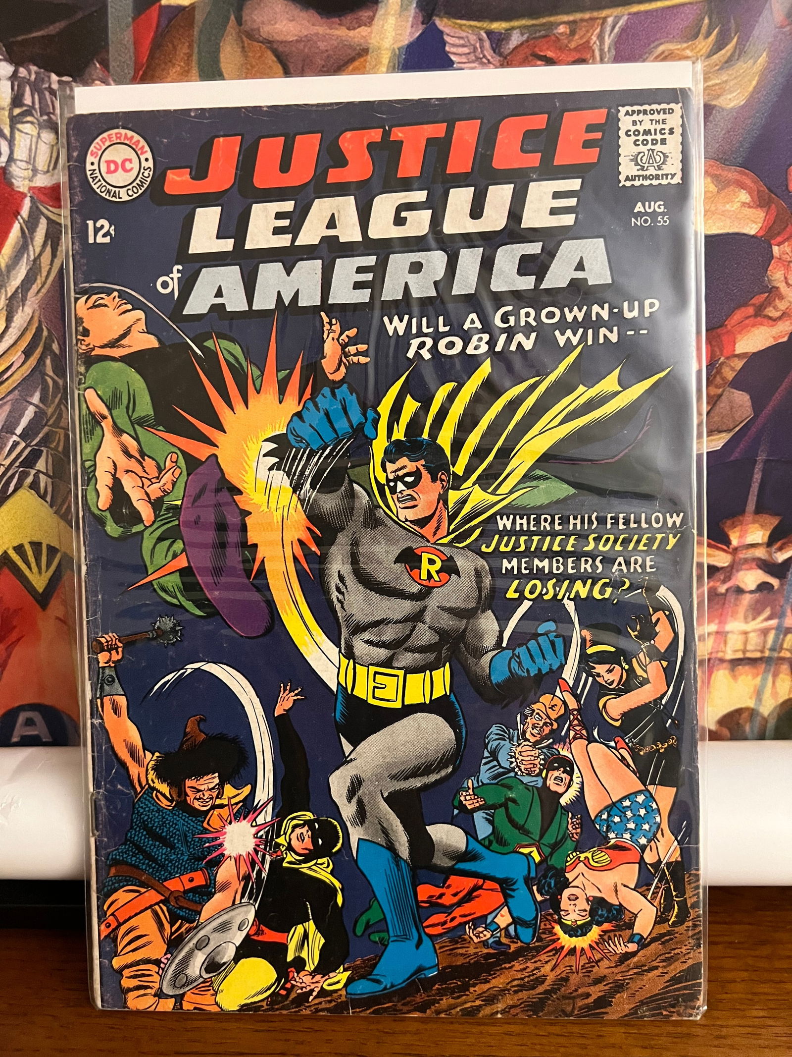 JLofA #55: Title: JLofA #55 Description: 1967 Materials: DC Comics Reserve: $15.00 Shipping: Domestic: Shipping rates are determined by destination International: Foreign shipping rates are determined by destina