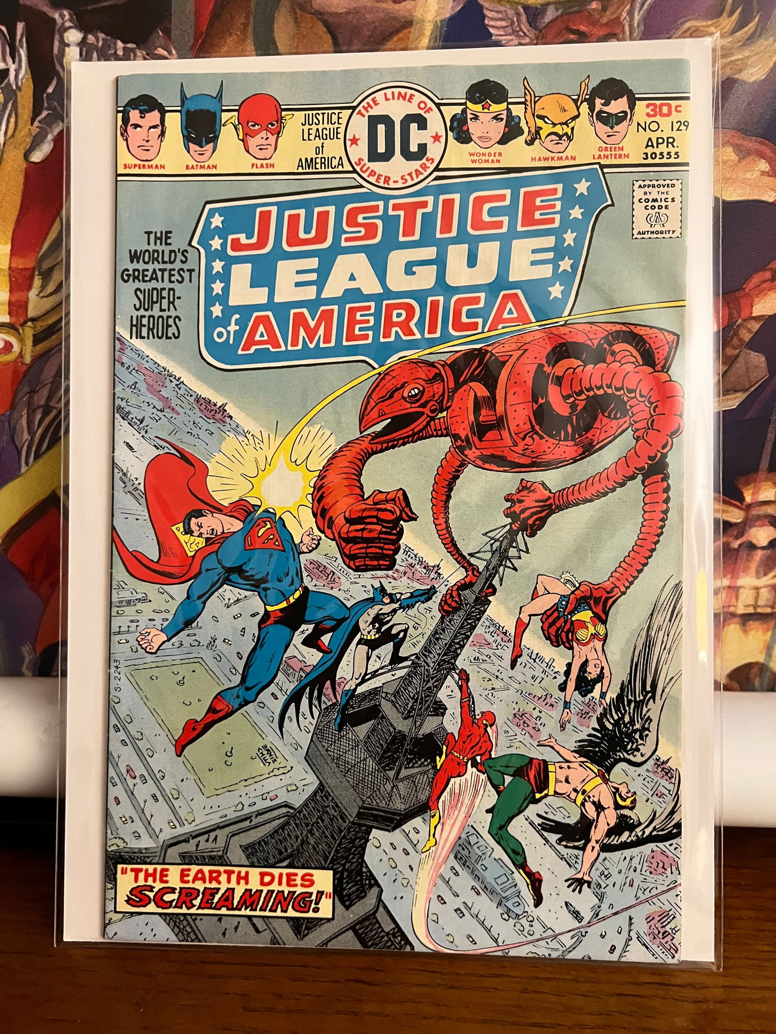 JLofA #129: Title: JLofA #129 Description: The Earth Dies Screaming! 1976 Materials: DC Comics Reserve: $23.00 Shipping: Domestic: Shipping rates are determined by destination International: Foreign shipping rate