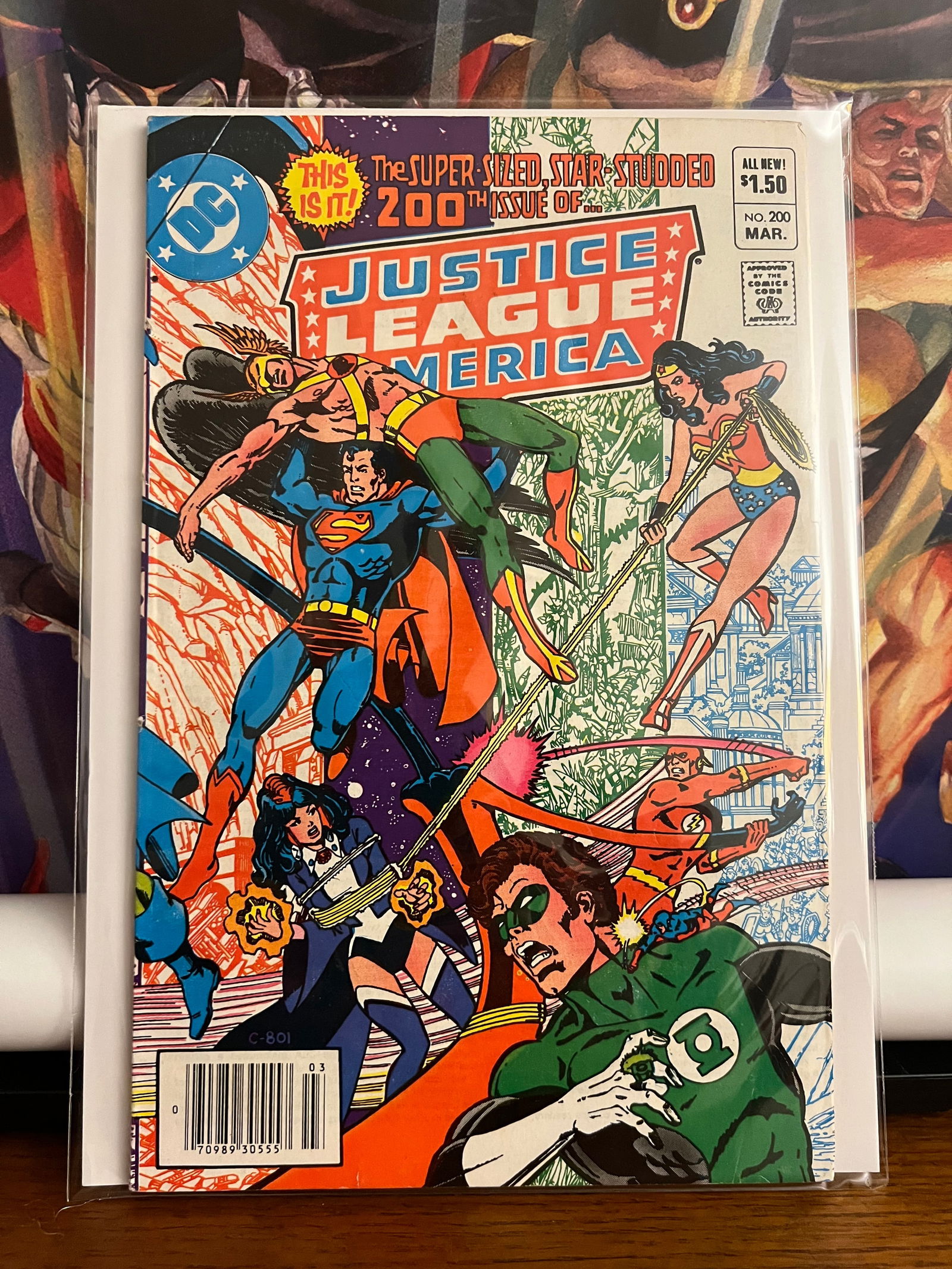 JLofA #200: Title: JLofA #200 Description: George Perez wrap around cover 1982 Materials: DC Comics Reserve: $15.00 Shipping: Domestic: Shipping rates are determined by destination International: Foreign shipping