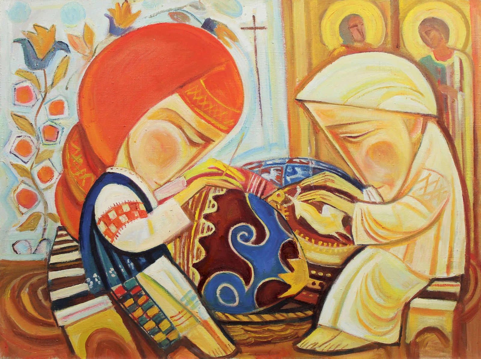 Chorny Mykhaylo (Ukrainian artist), "Eggs", oil on canvas: Title: Chorny Mykhaylo (Ukrainian artist), "Eggs", oil on canvas Artist: Chorny Mykhaylo Nikiforovich Description: ARTIST: Chorny Mykhaylo Nikiforovich, Ukrainian artist TITLE: "Eggs" SIZE: 60 x 80