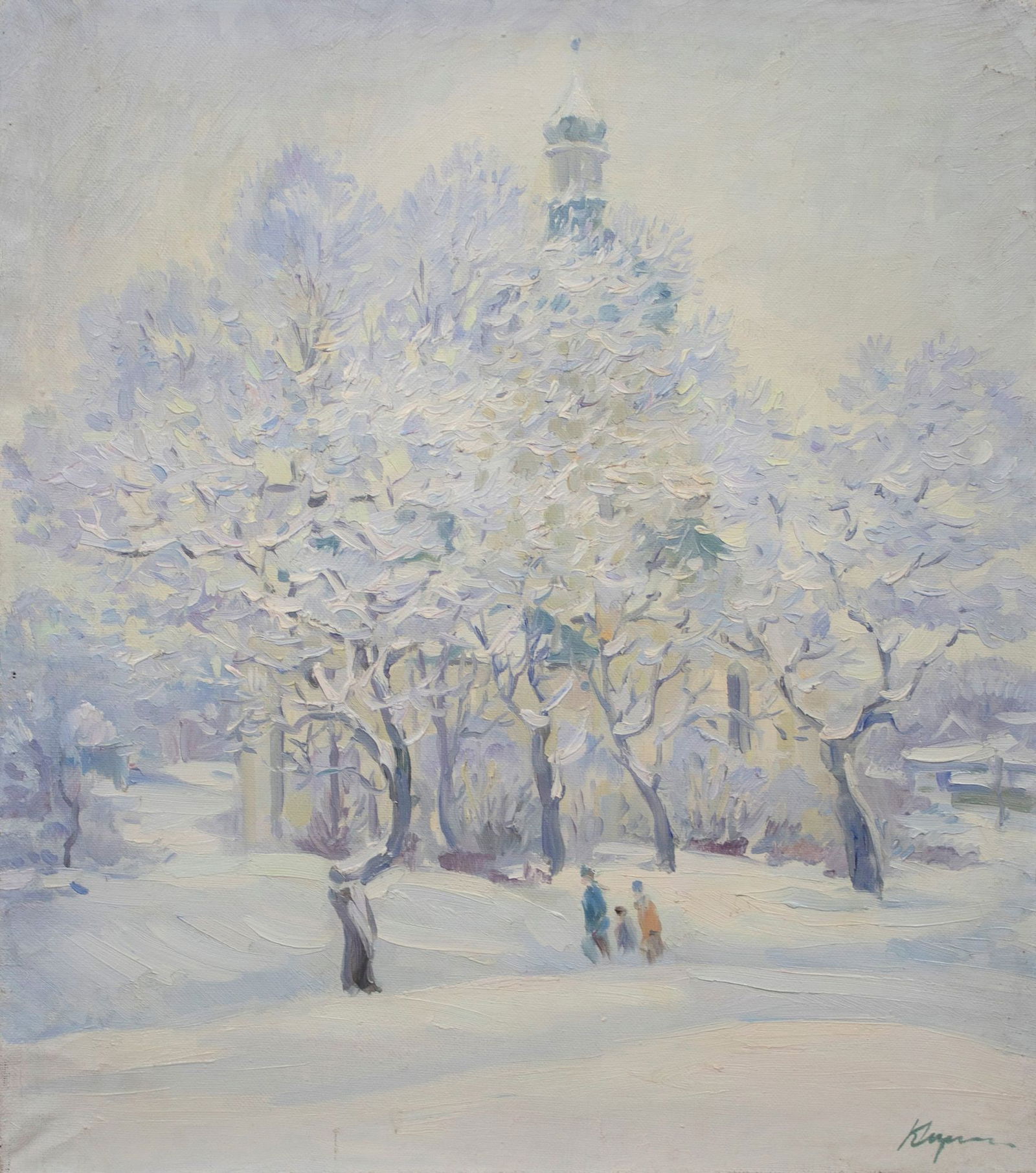 Kirilkov Valentin (Ukrainian artist), "Frost", oil on canvas: Title: Kirilkov Valentin (Ukrainian artist), "Frost", oil on canvas Artist: Kirilkov Valentin Feodosievich Description: ARTIST: Kirilkov Valentin Feodosievich, Ukrainian artist TITLE: "Frost" SIZE: