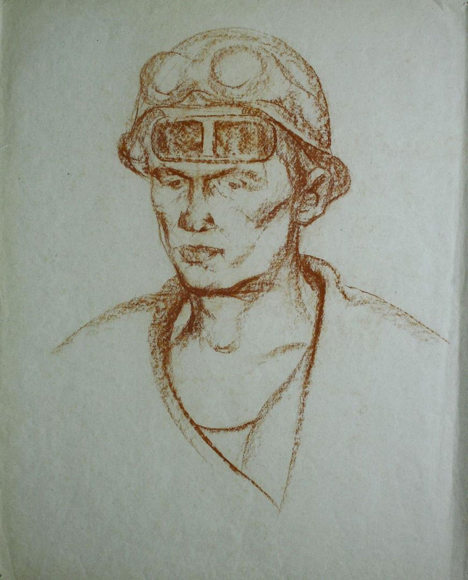 Mynka Olexandr (Ukrainian artist), "Steel-maker", sanguine on paper: Title: Mynka Olexandr (Ukrainian artist), "Steel-maker", sanguine on paper Artist: Mynka Olexandr Fedorovich Description: ARTIST: Mynka Olexandr Fedorovich, Ukrainian artist TITLE: "Steel-maker"