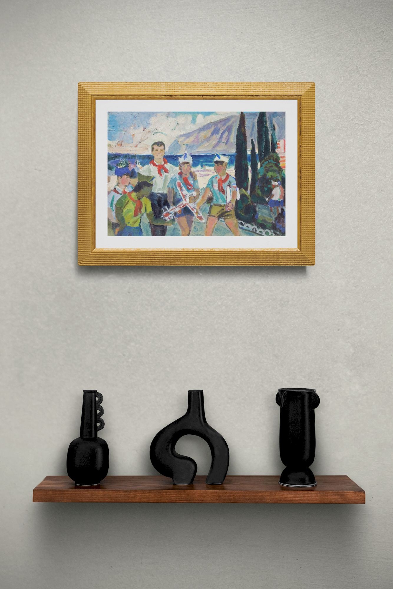 Unidentified (Ukrainian artist), "Pioneers", oil on cardboard - 2