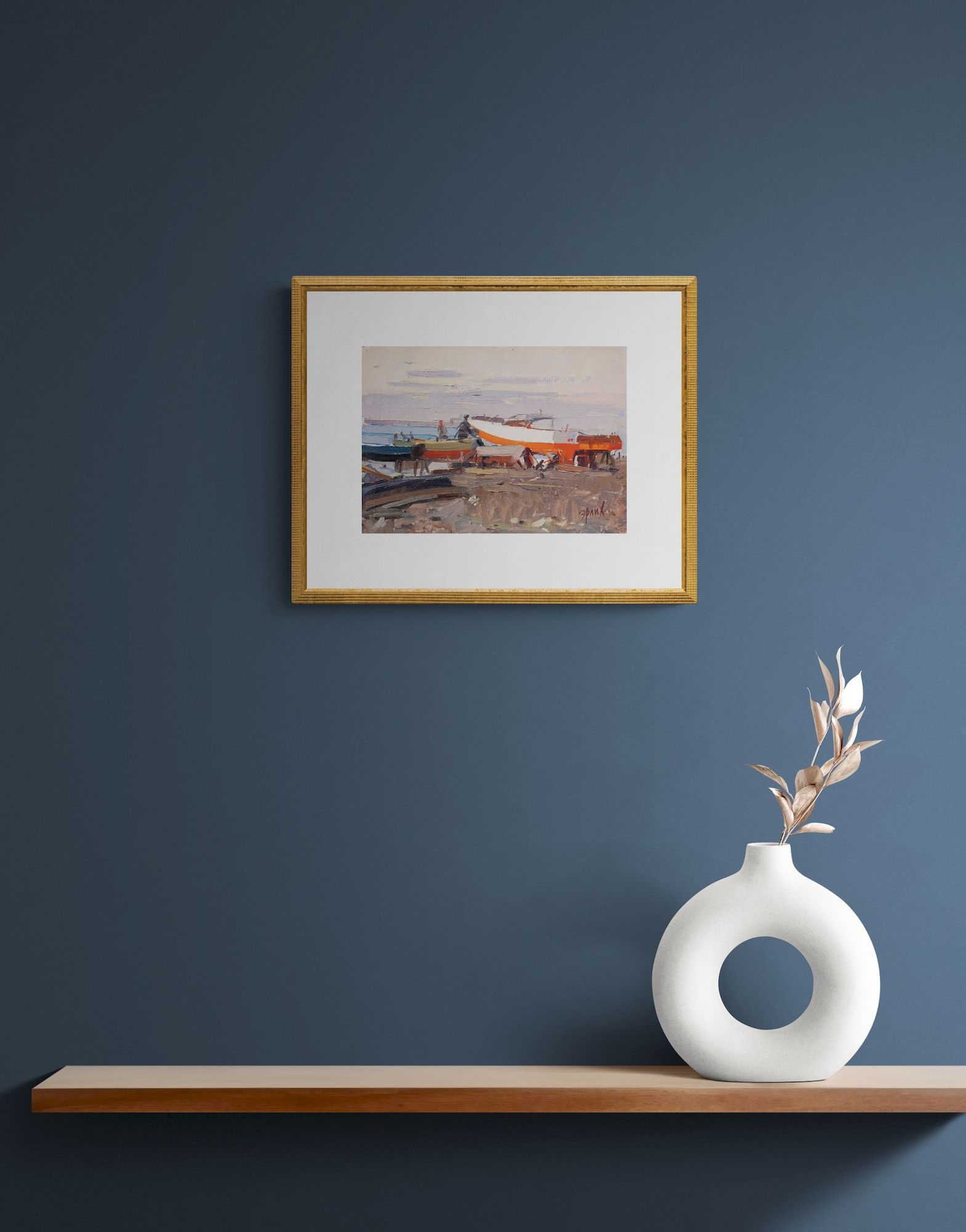 Erlih Volodymyr (Ukrainian artist), "Boats on the Dnieper river", oil on cardboard - 2