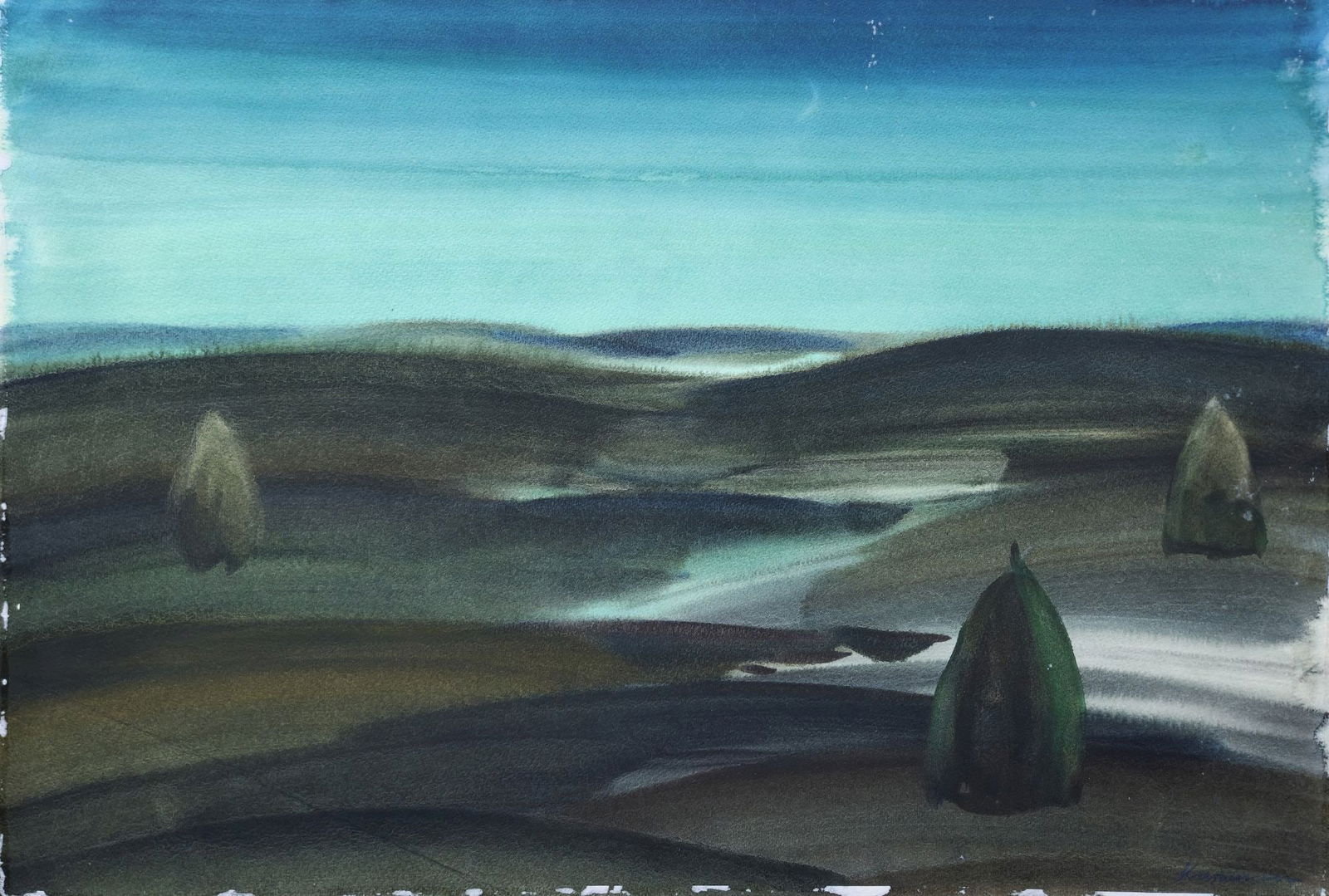 Kirilkov Valentin (Ukrainian artist), "Haystack", watercolor on paper: Title: Kirilkov Valentin (Ukrainian artist), "Haystack", watercolor on paper Artist: Kirilkov Valentin Feodosievich Description: ARTIST: Kirilkov Valentin Feodosievich, Ukrainian artist TITLE: "Haysta